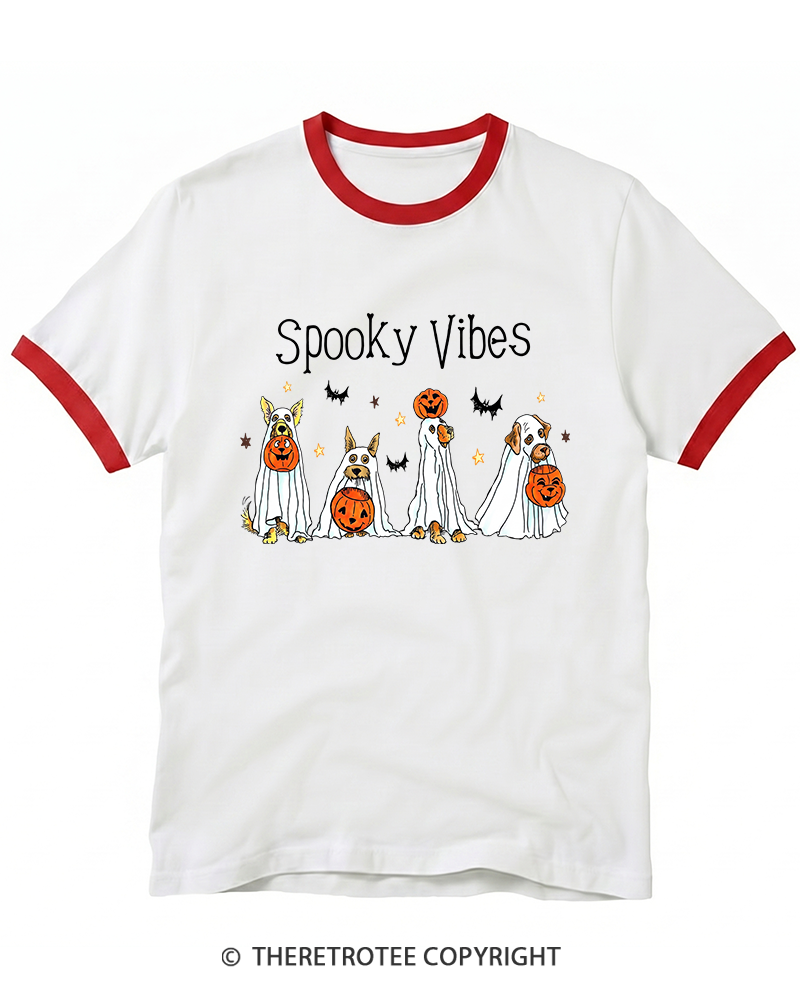 TheRetroTee Spooky Vibes Ringer T-Shirt