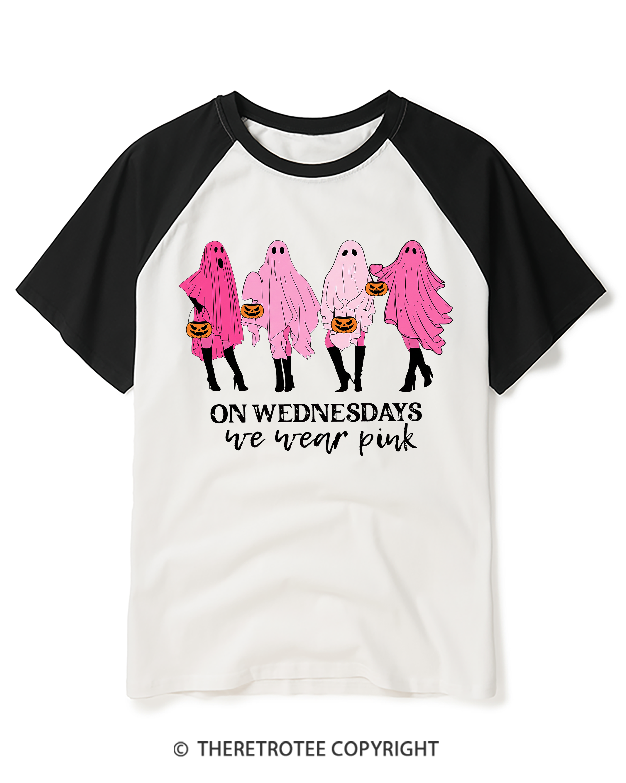 TheRetroTee On Wednesdays We Wear Pink 2000s Raglan Baseball T-Shirt