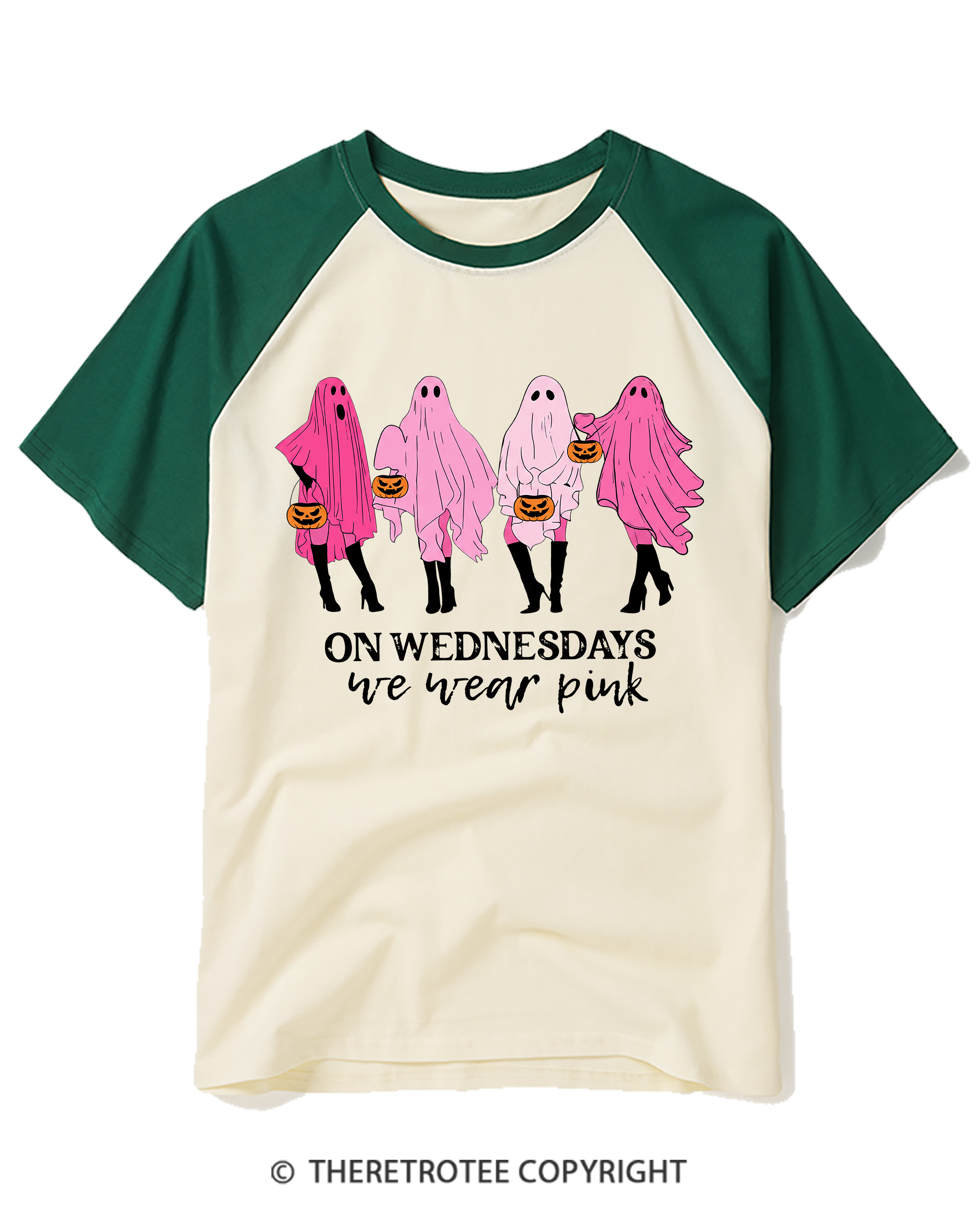 TheRetroTee On Wednesdays We Wear Pink 2000s Raglan Baseball T-Shirt