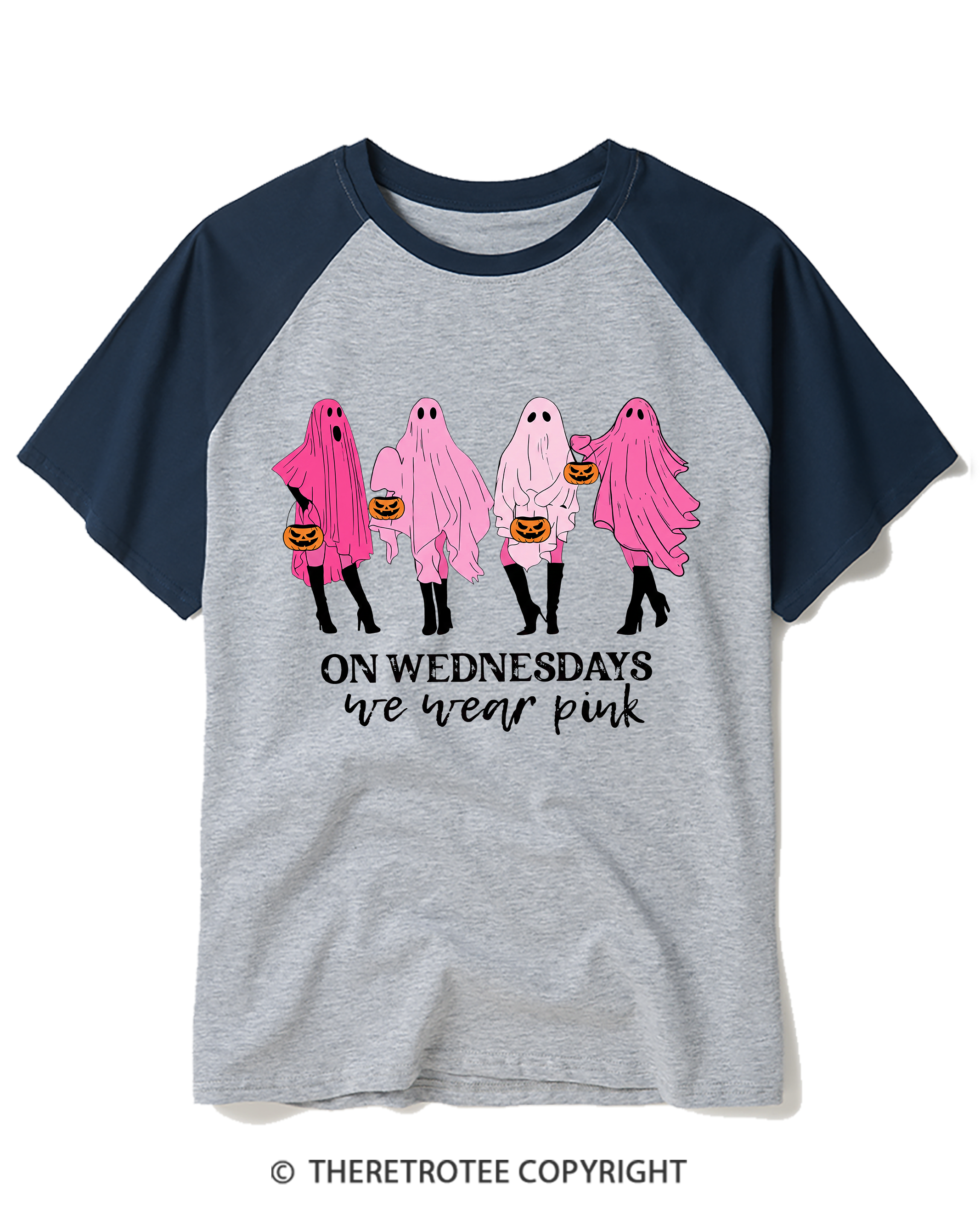 TheRetroTee On Wednesdays We Wear Pink 2000s Raglan Baseball T-Shirt
