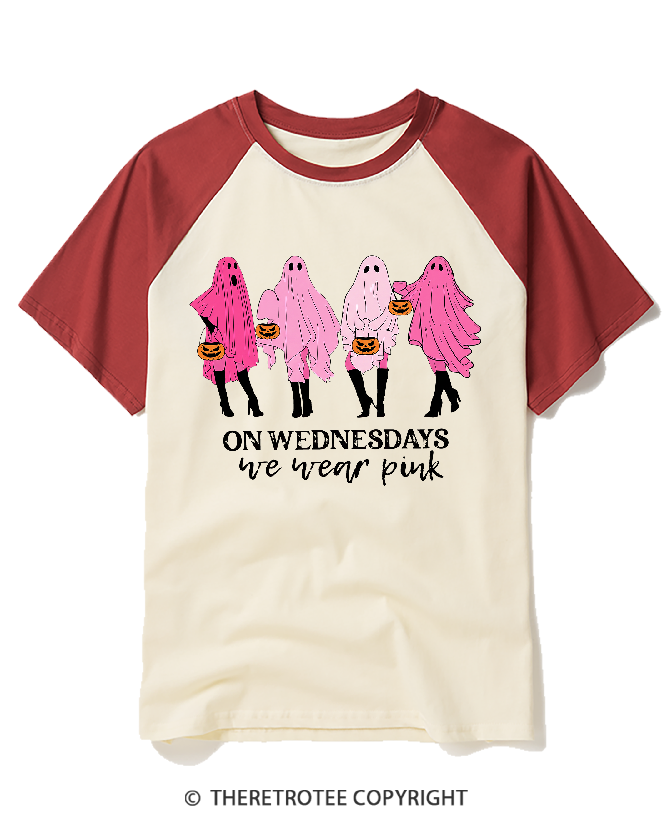 TheRetroTee On Wednesdays We Wear Pink 2000s Raglan Baseball T-Shirt