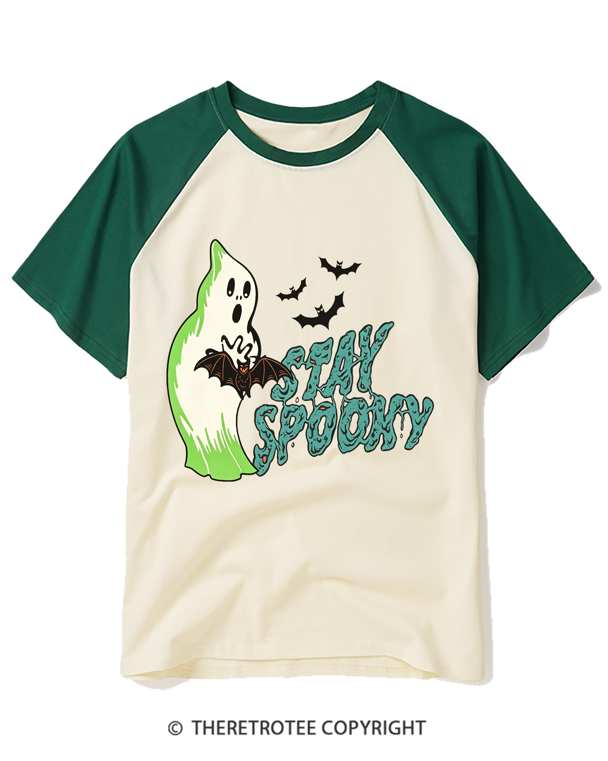 TheRetroTee Stay Spooky 1960s Raglan Baseball T-Shirt