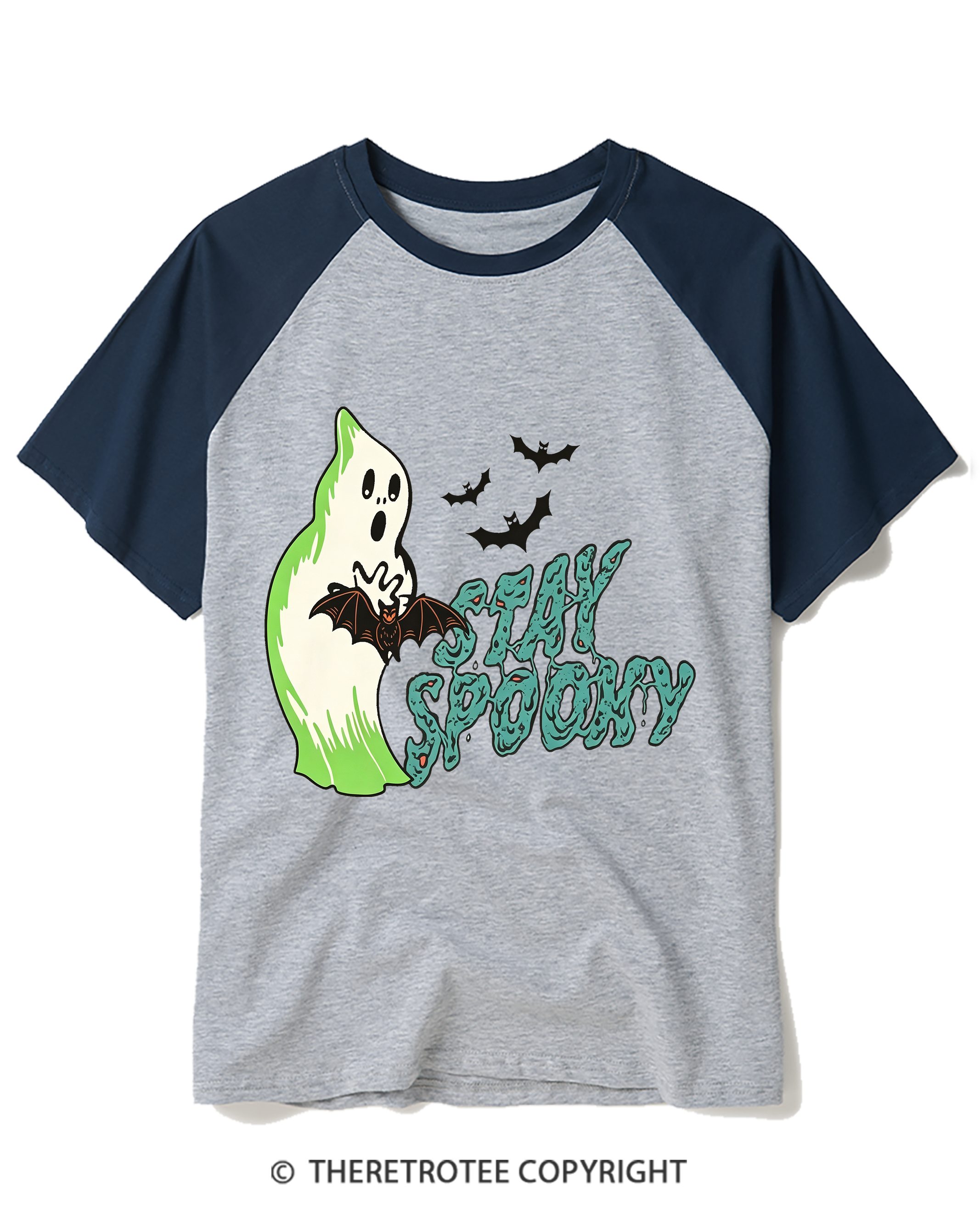 TheRetroTee Stay Spooky 1960s Raglan Baseball T-Shirt
