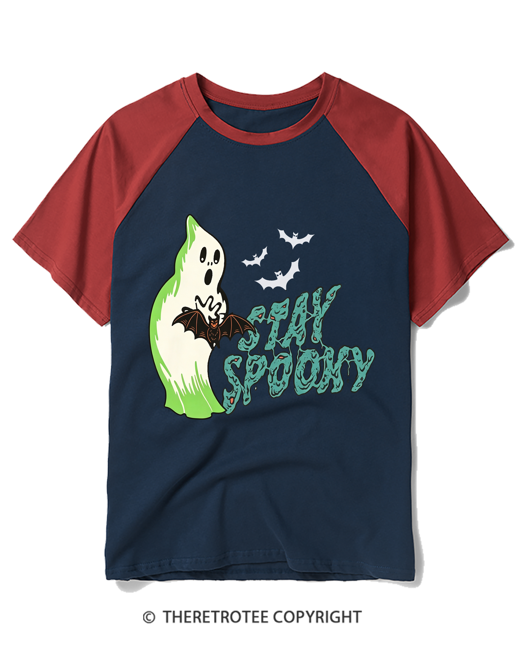 TheRetroTee Stay Spooky 1960s Raglan Baseball T-Shirt