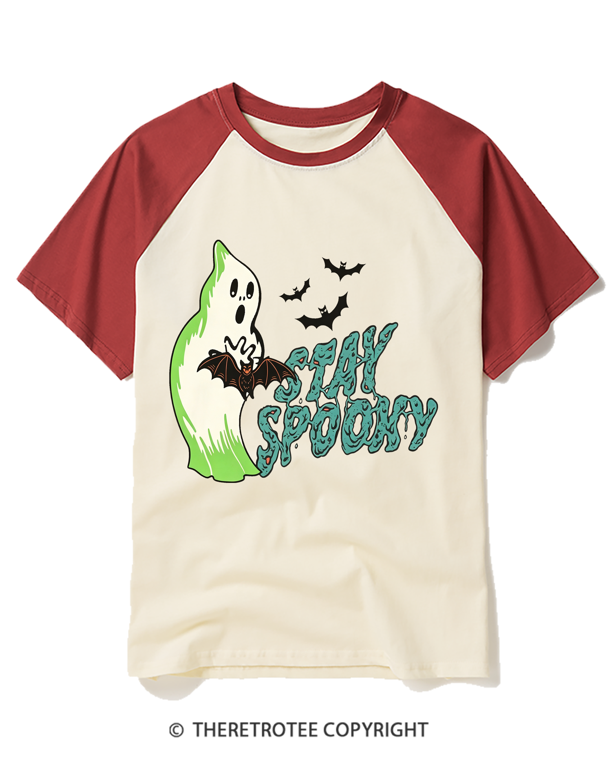 TheRetroTee Stay Spooky 1960s Raglan Baseball T-Shirt