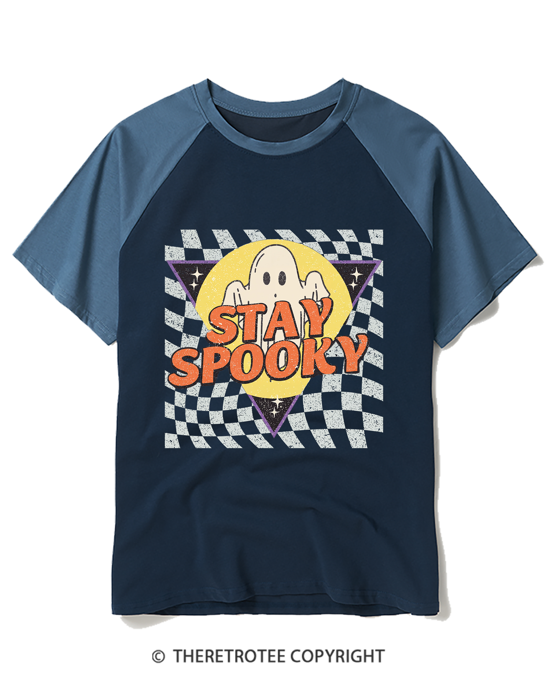 TheRetroTee Stay Spooky 1990s Raglan Baseball T-Shirt