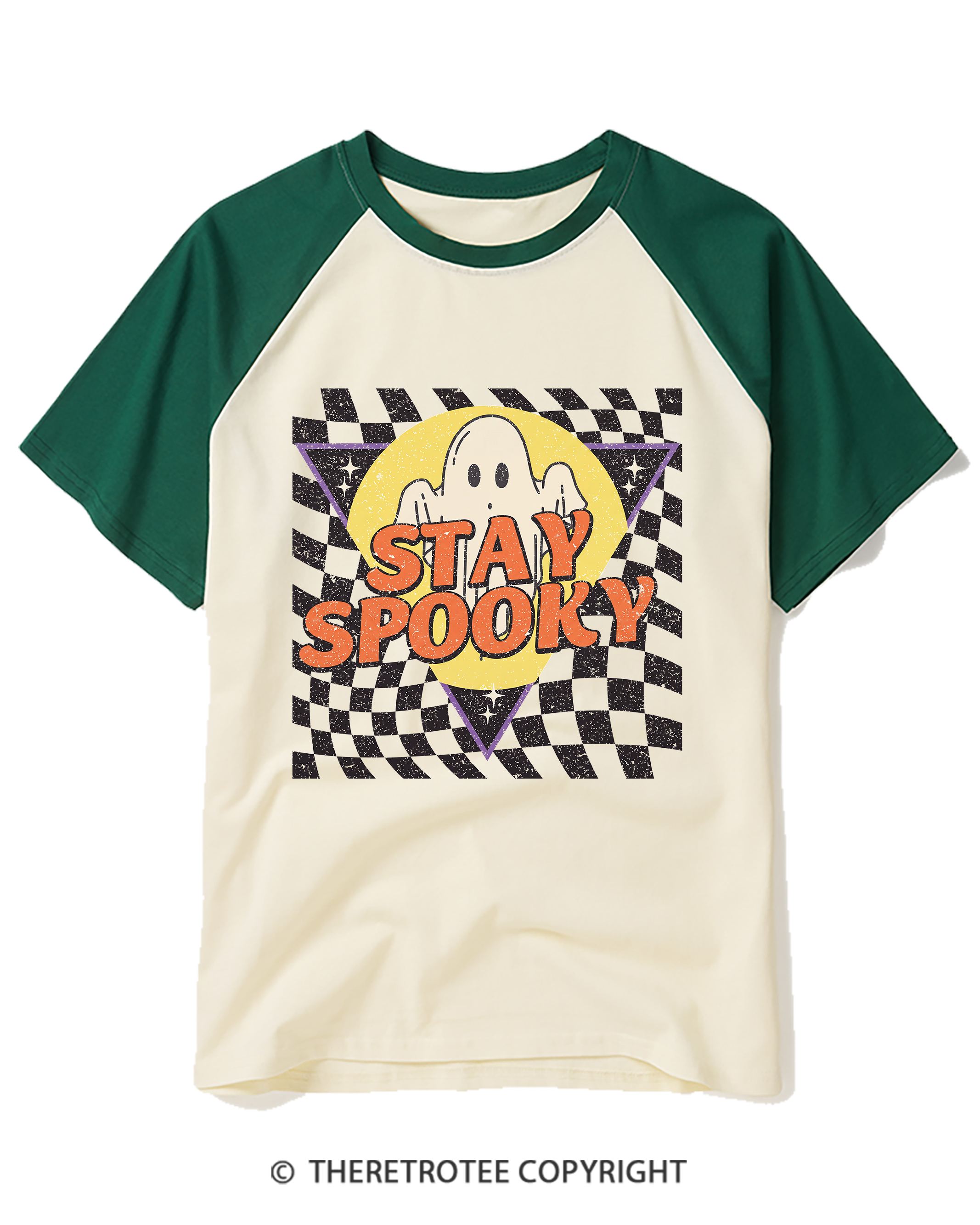 TheRetroTee Stay Spooky 1990s Raglan Baseball T-Shirt