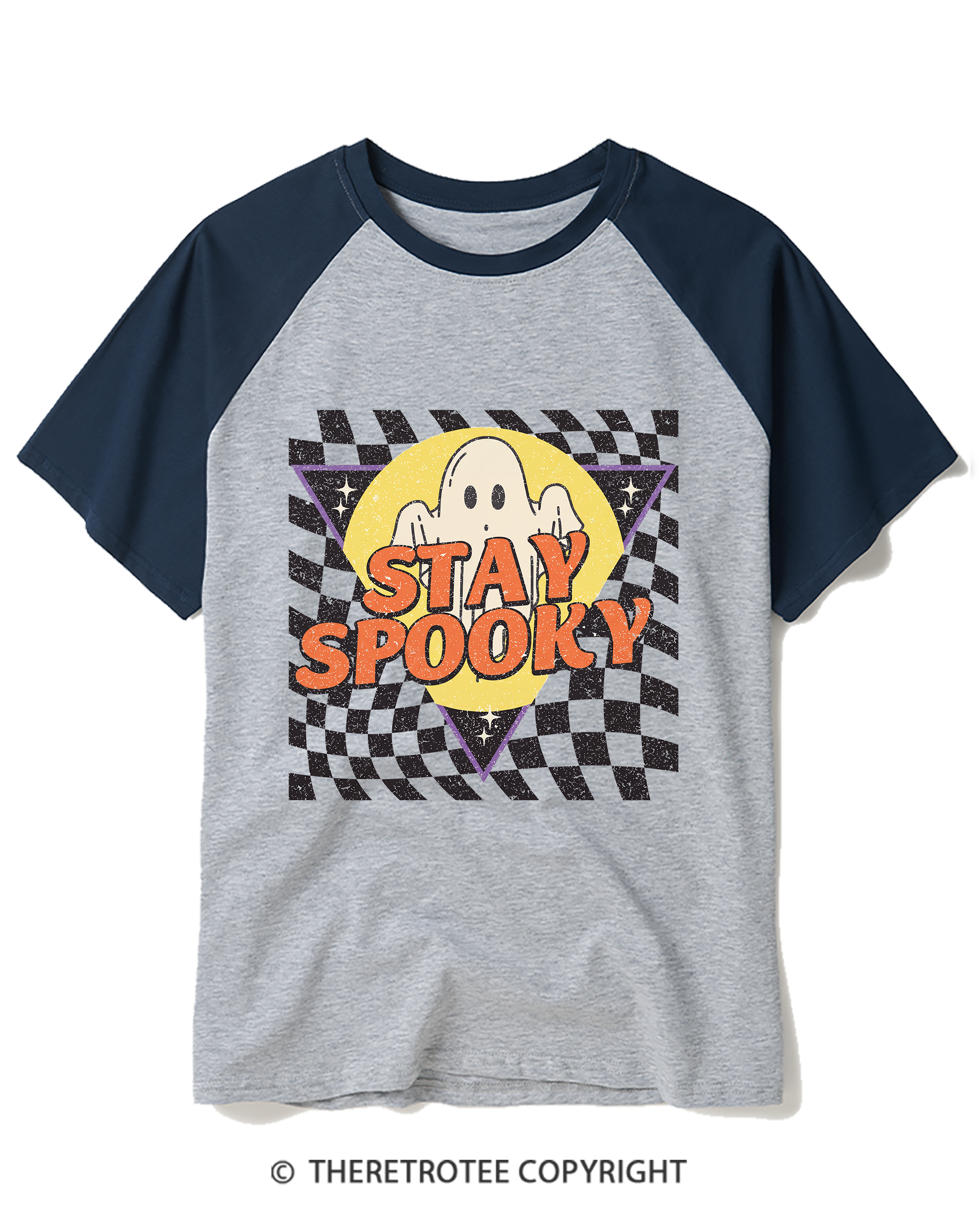 TheRetroTee Stay Spooky 1990s Raglan Baseball T-Shirt
