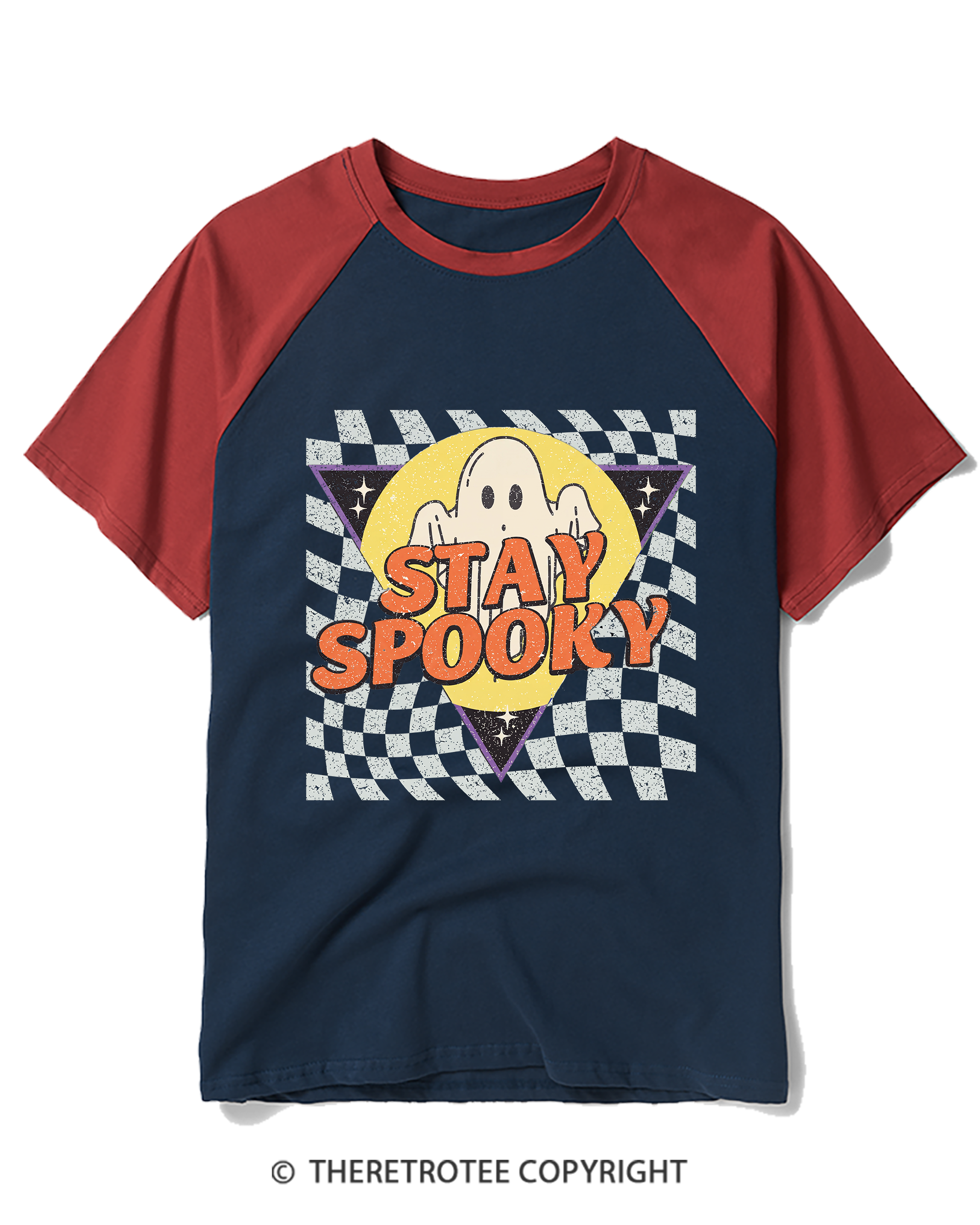 TheRetroTee Stay Spooky 1990s Raglan Baseball T-Shirt