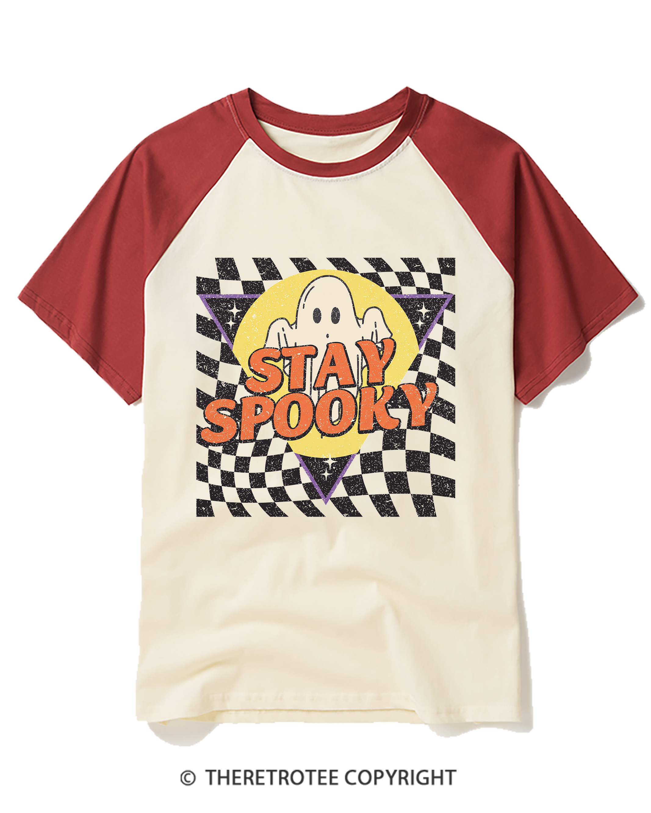 TheRetroTee Stay Spooky 1990s Raglan Baseball T-Shirt