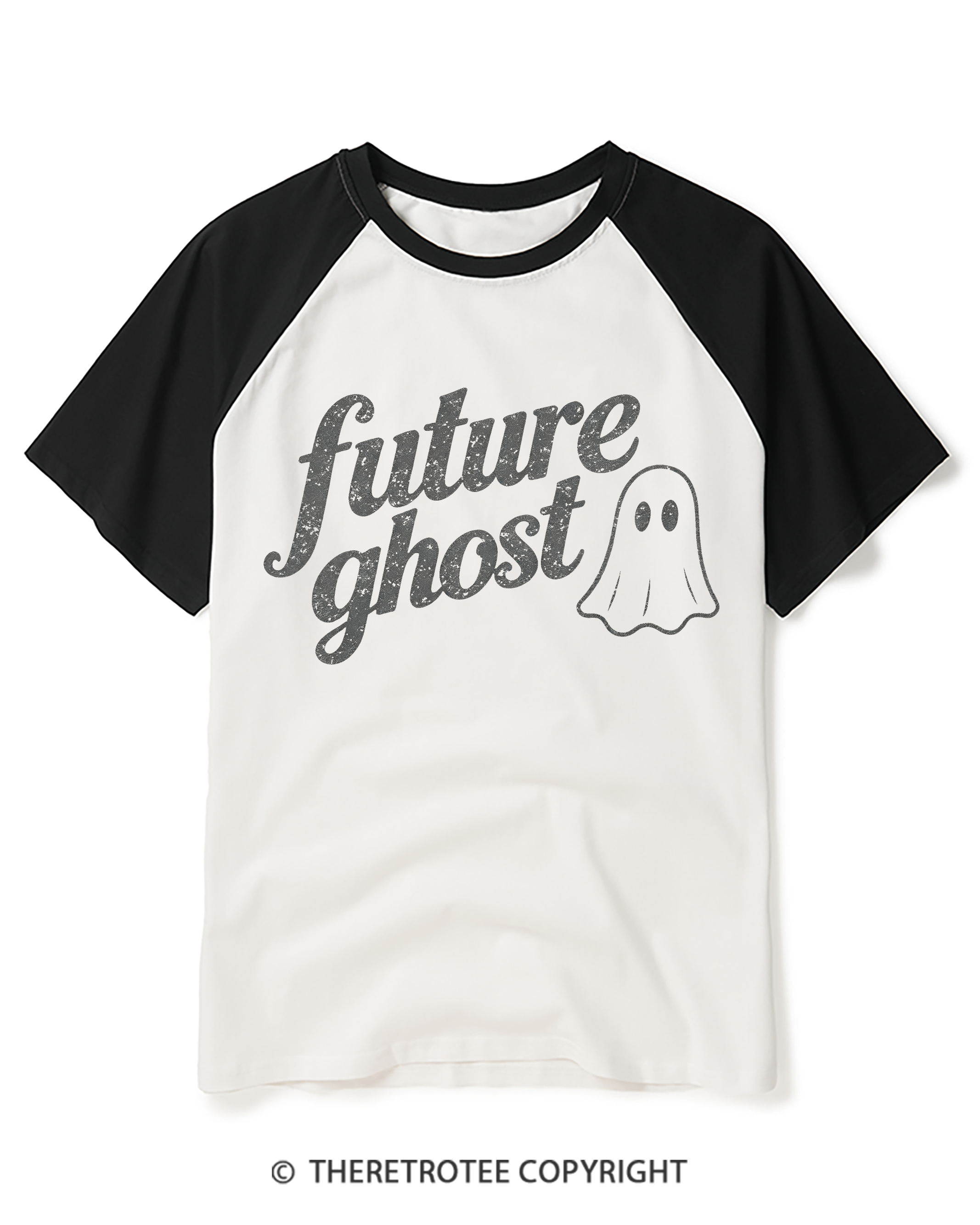TheRetroTee Future Ghost 1970s Raglan Baseball T-Shirt