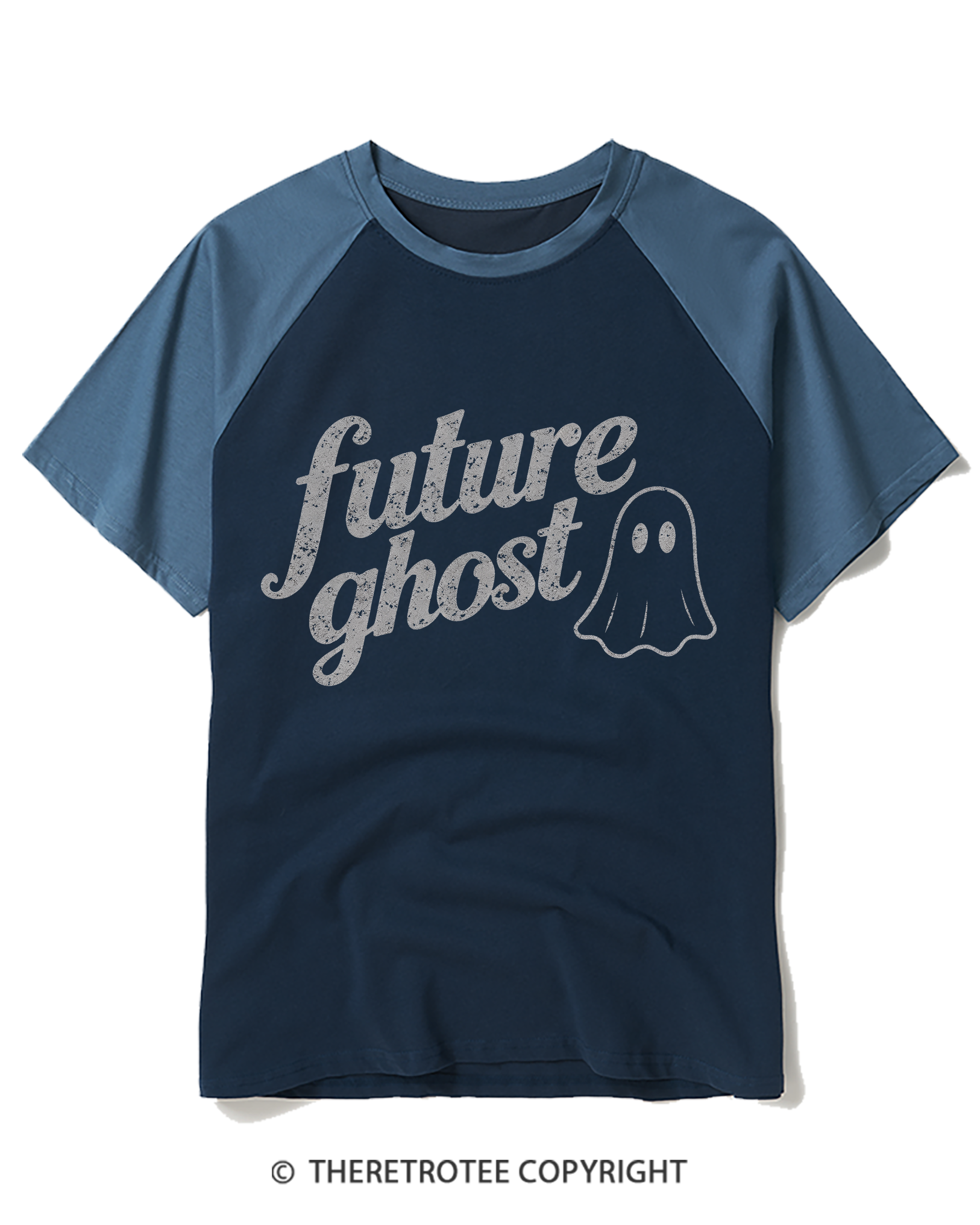 TheRetroTee Future Ghost 1970s Raglan Baseball T-Shirt