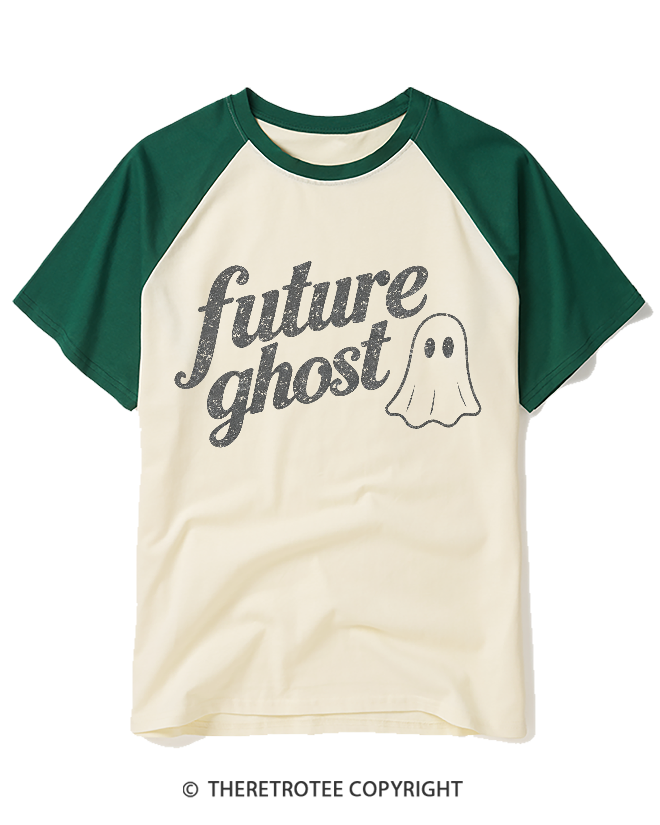 TheRetroTee Future Ghost 1970s Raglan Baseball T-Shirt