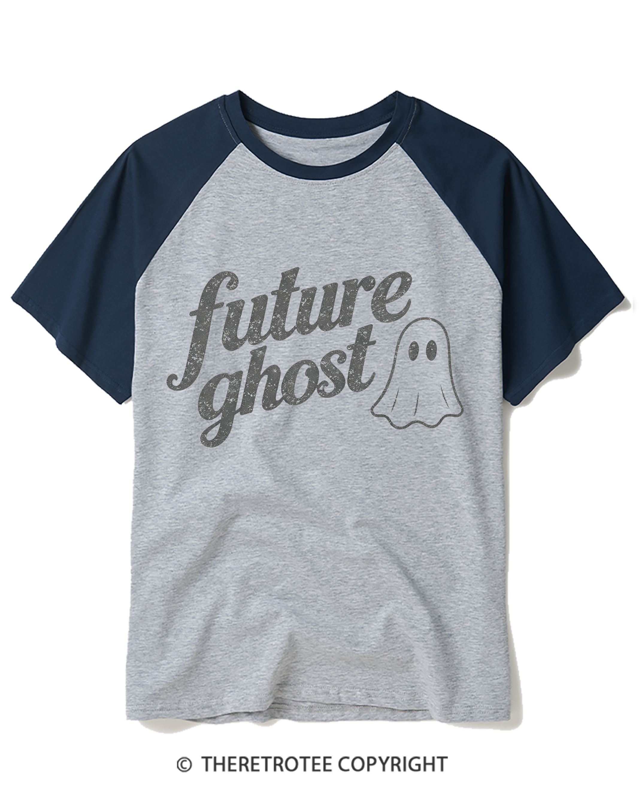 TheRetroTee Future Ghost 1970s Raglan Baseball T-Shirt