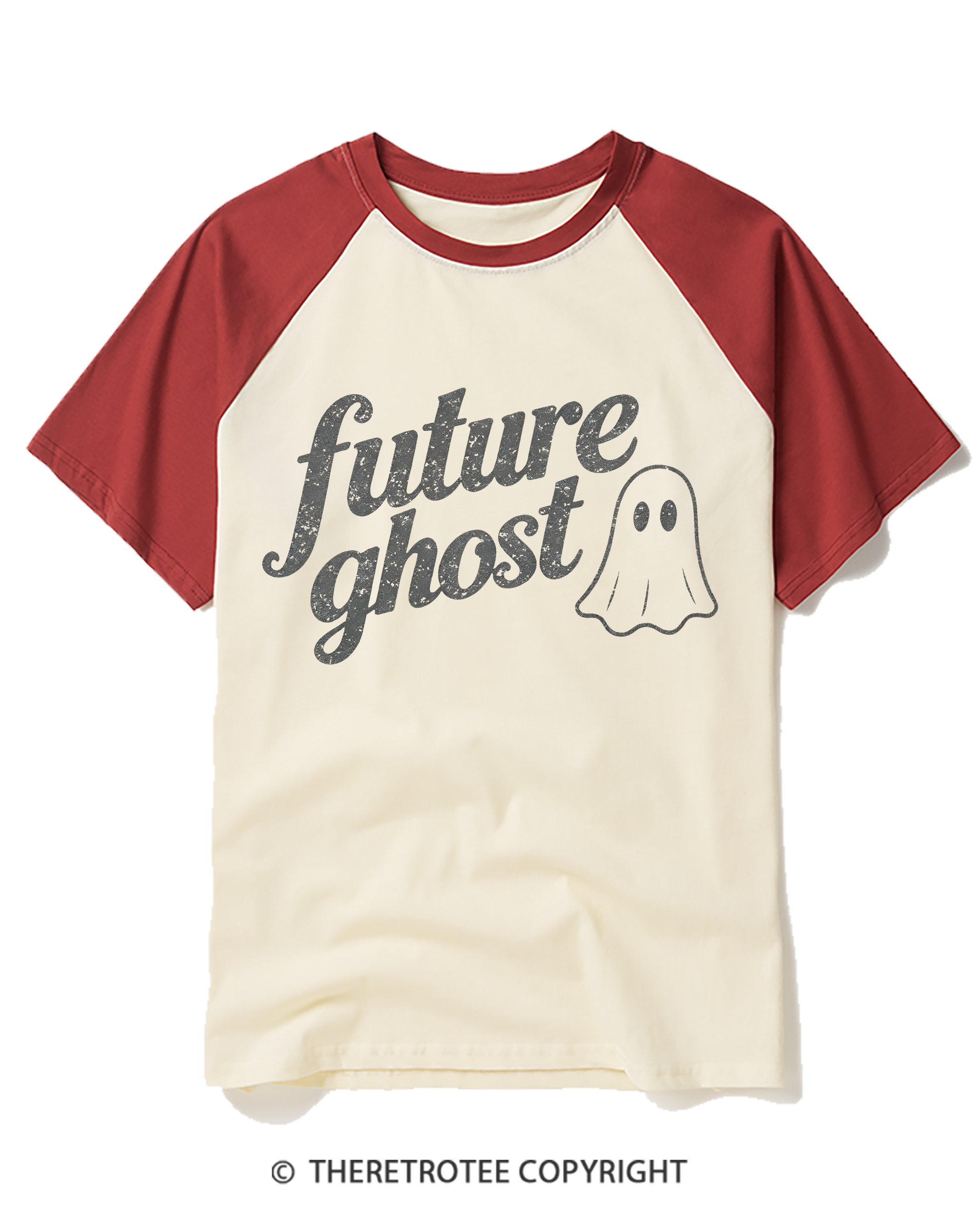 TheRetroTee Future Ghost 1970s Raglan Baseball T-Shirt