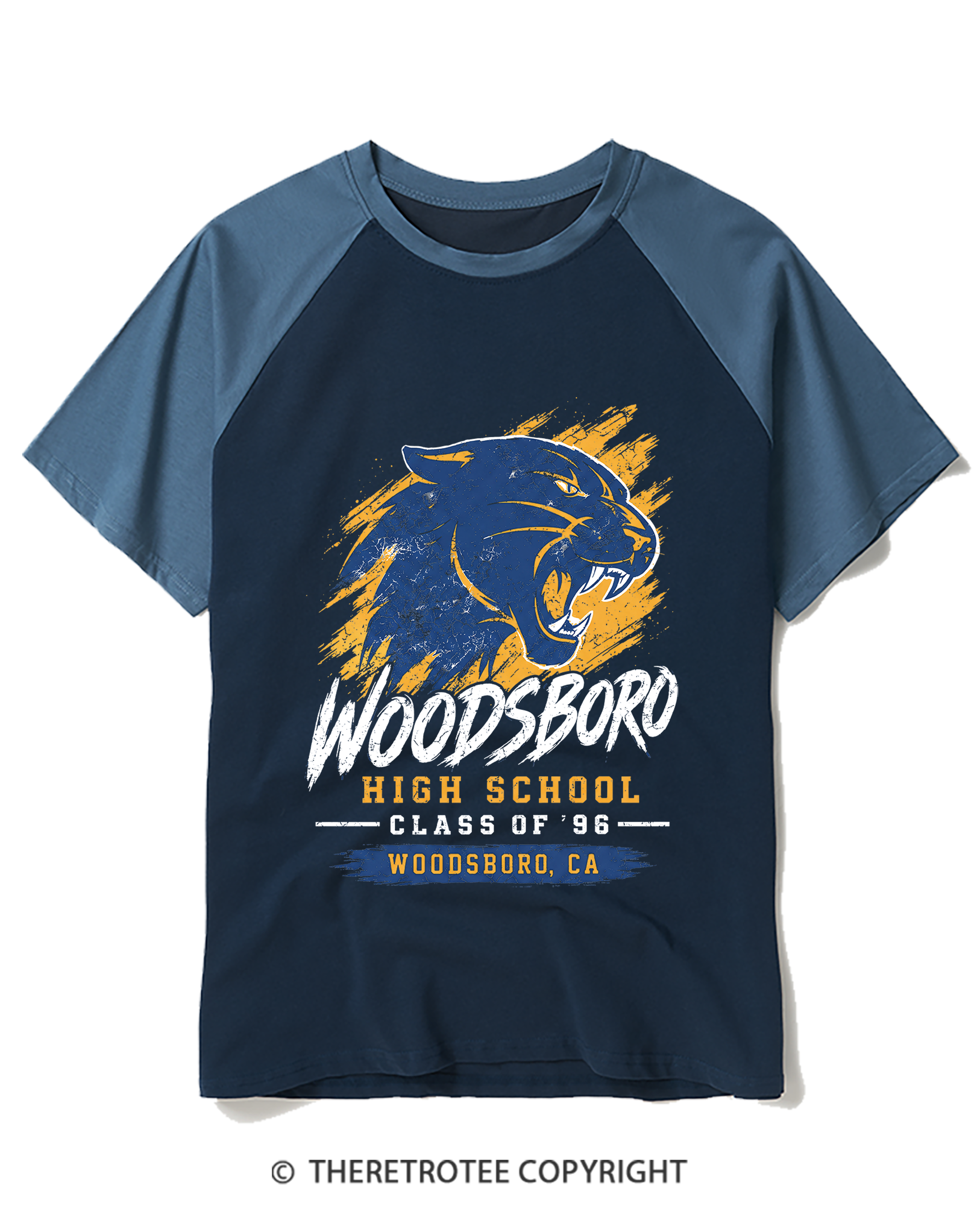 TheRetroTee Woodsboro Class of 1996 1990s Raglan Baseball T-Shirt