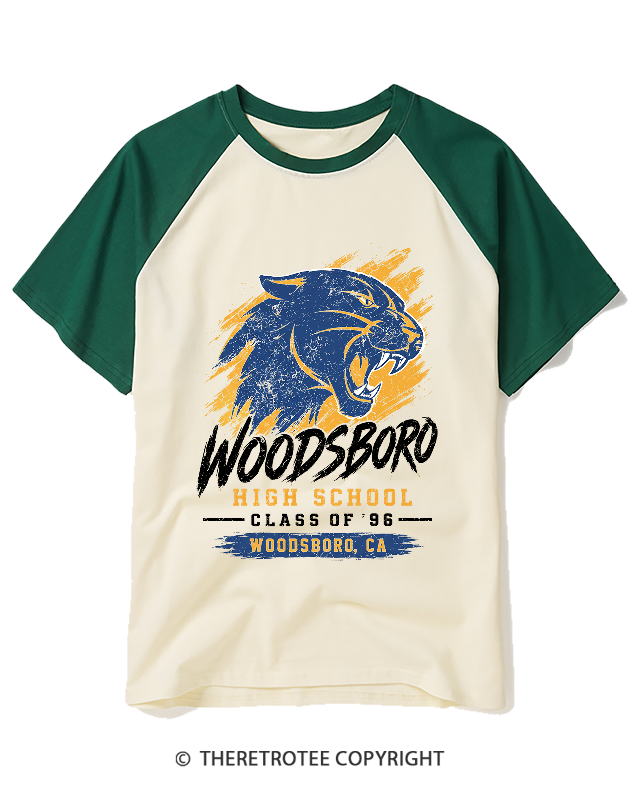 TheRetroTee Woodsboro Class of 1996 1990s Raglan Baseball T-Shirt