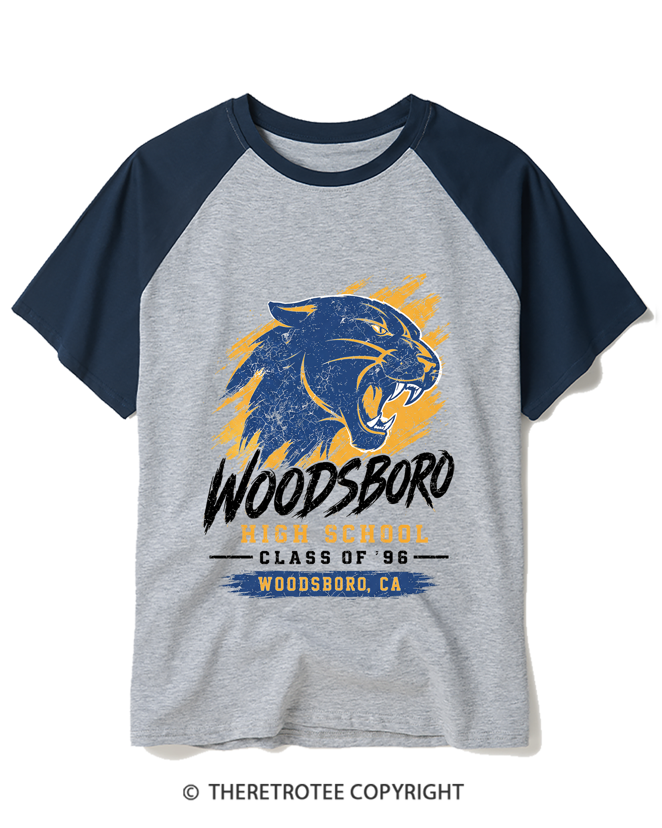 TheRetroTee Woodsboro Class of 1996 1990s Raglan Baseball T-Shirt
