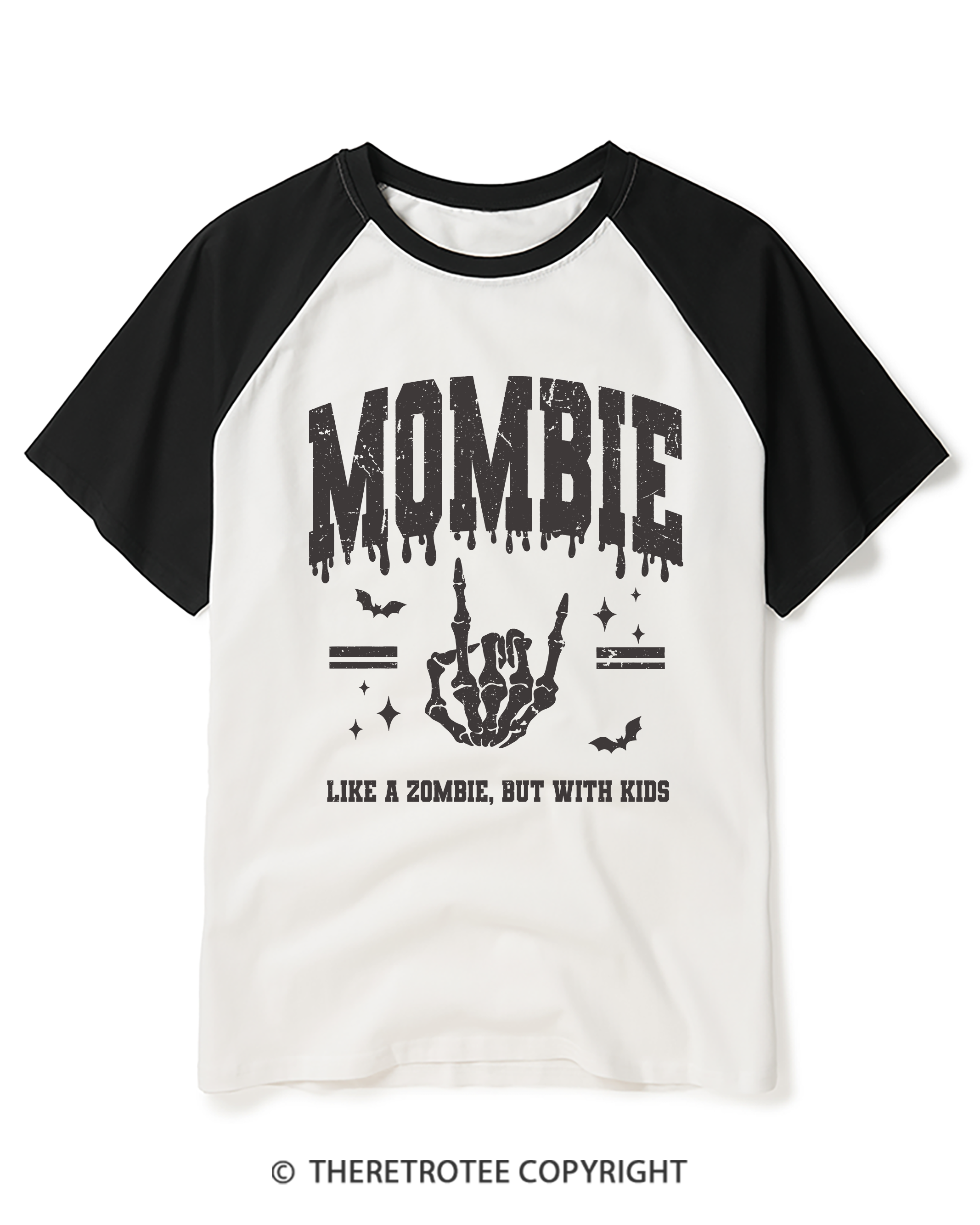 TheRetroTee Mom Halloween Mombie Raglan Baseball T-Shirt