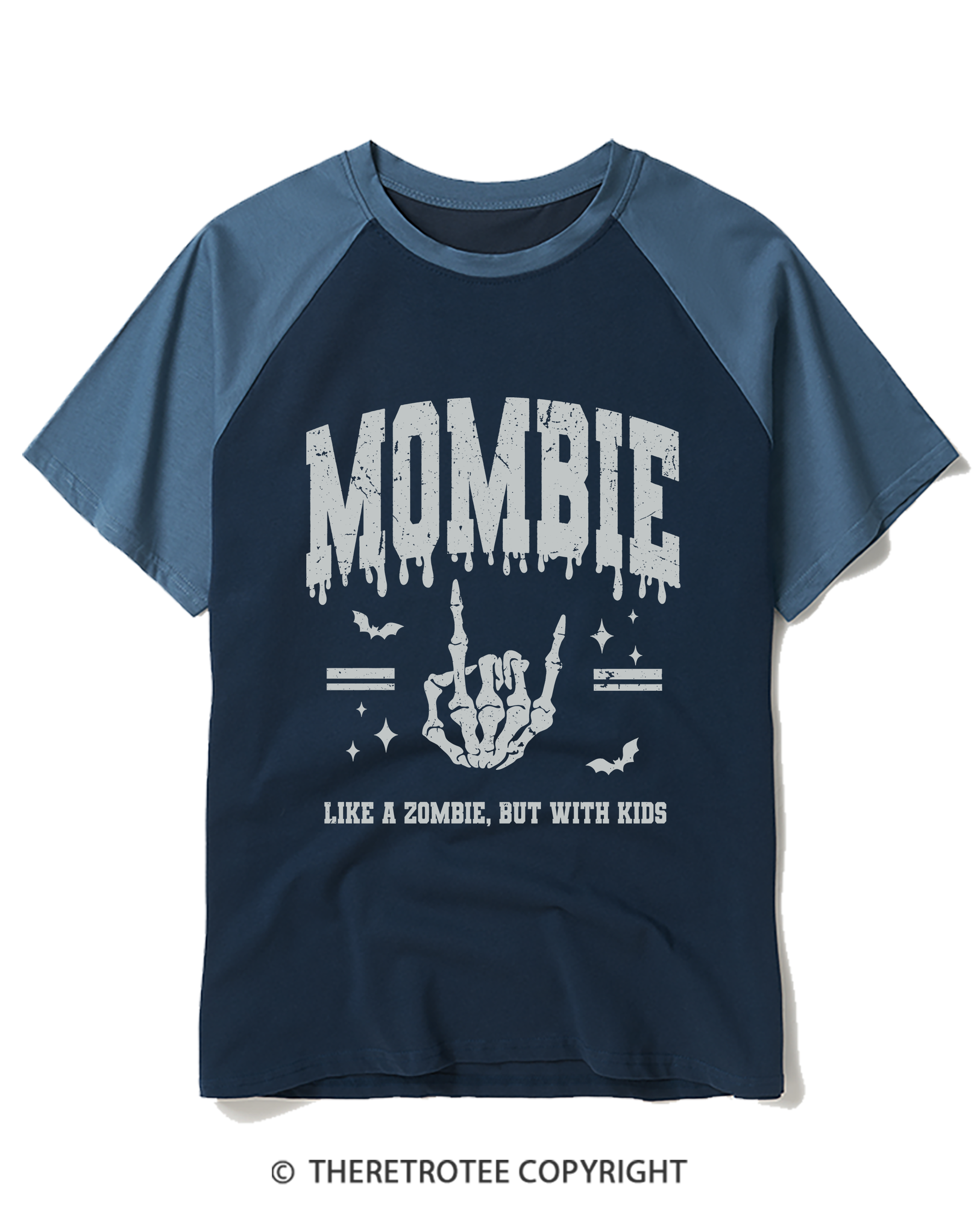 TheRetroTee Mom Halloween Mombie Raglan Baseball T-Shirt