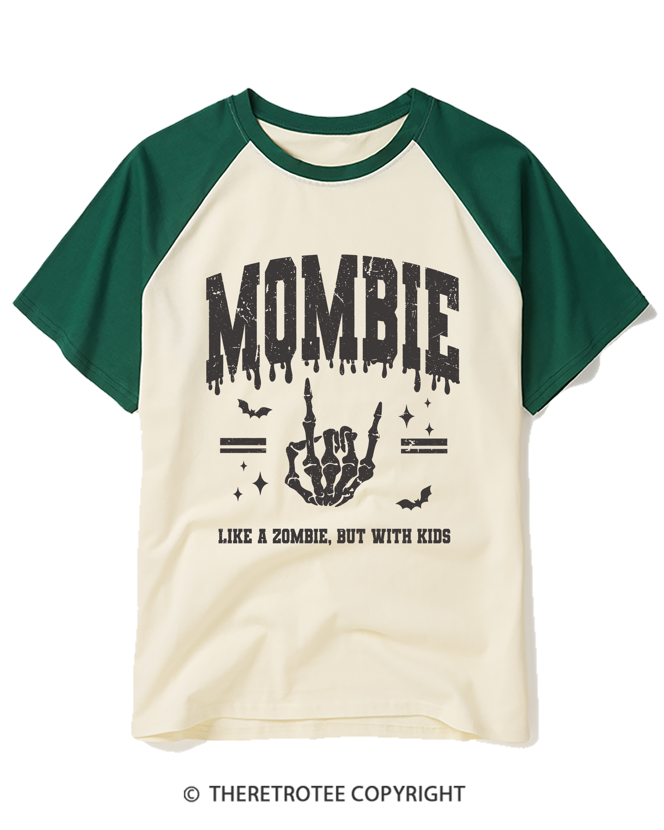TheRetroTee Mom Halloween Mombie Raglan Baseball T-Shirt