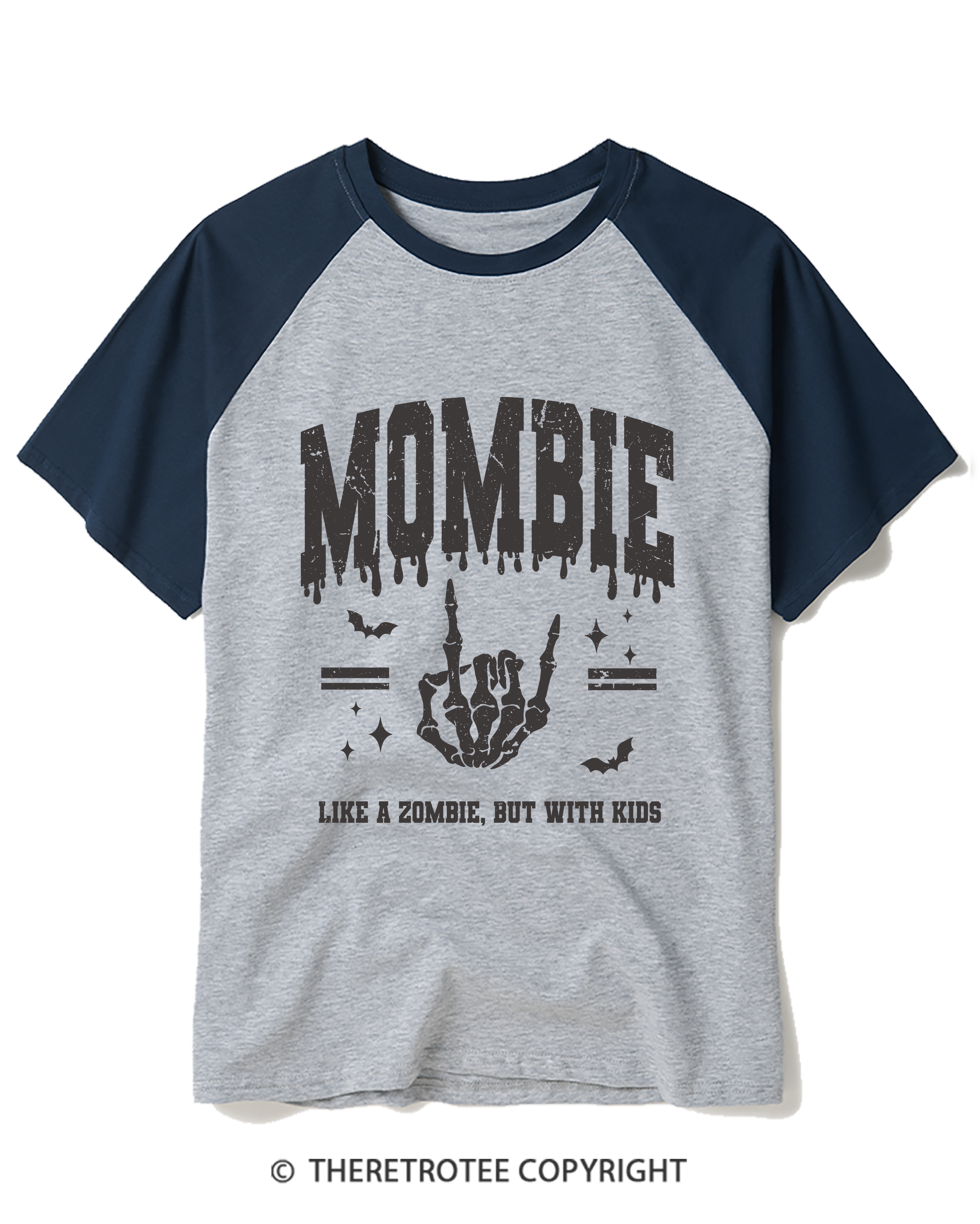 TheRetroTee Mom Halloween Mombie Raglan Baseball T-Shirt