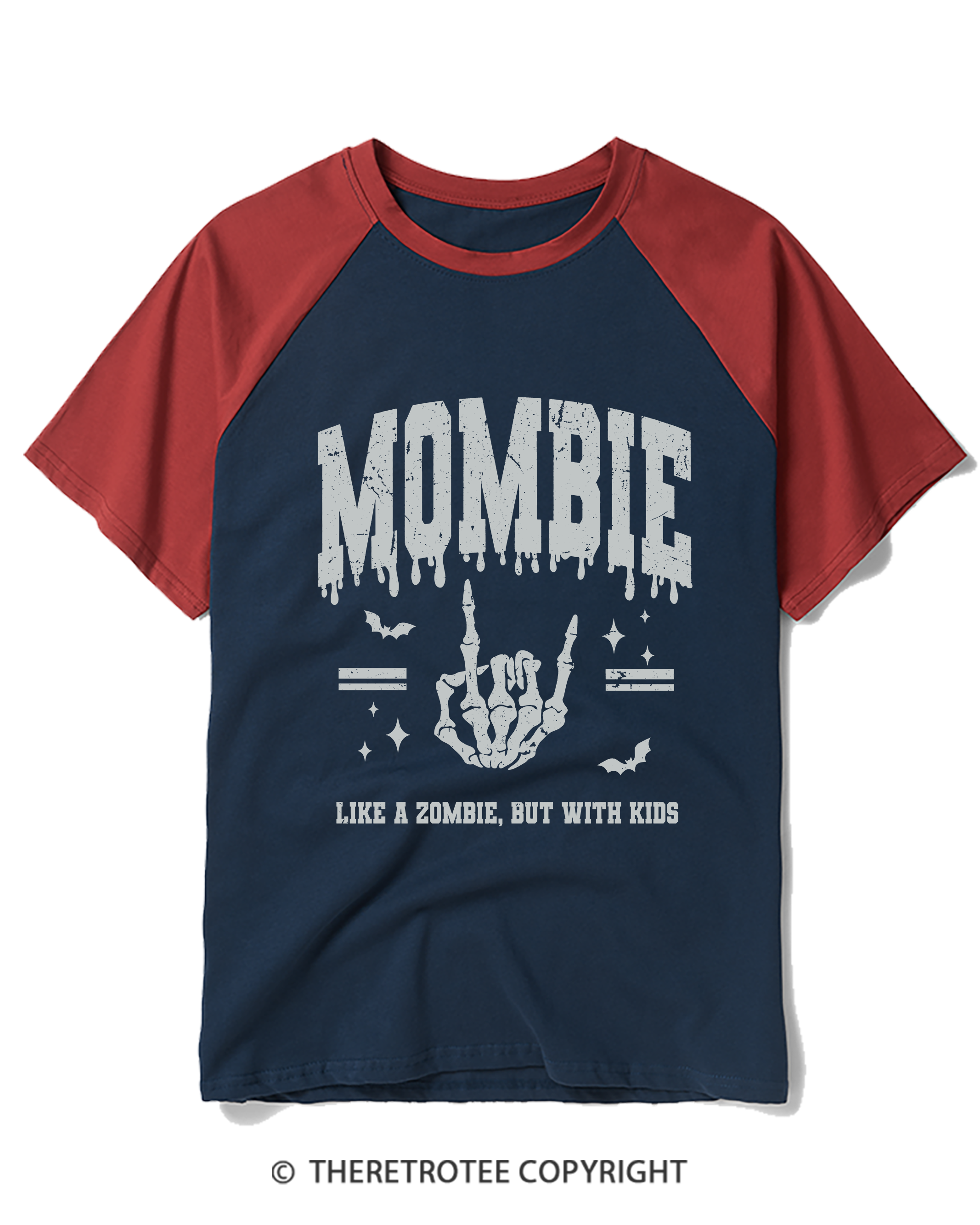 TheRetroTee Mom Halloween Mombie Raglan Baseball T-Shirt