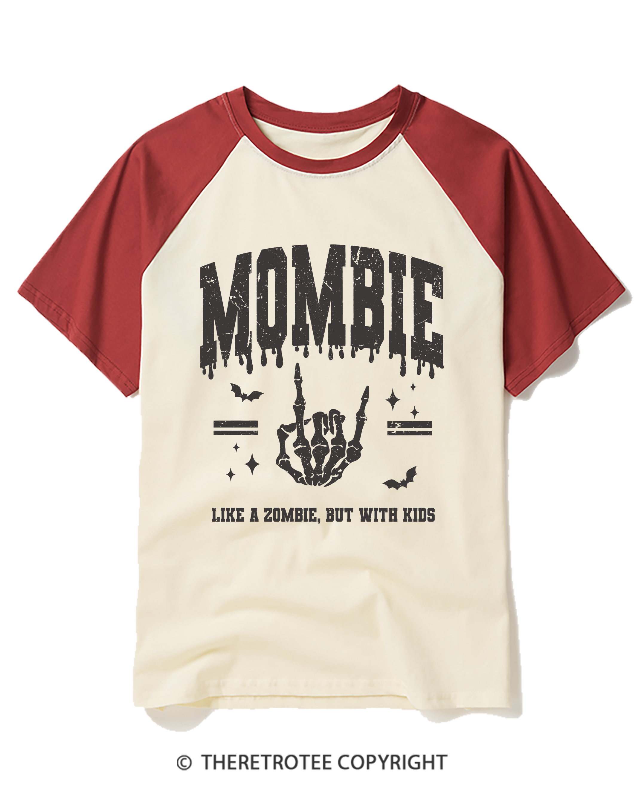 TheRetroTee Mom Halloween Mombie Raglan Baseball T-Shirt