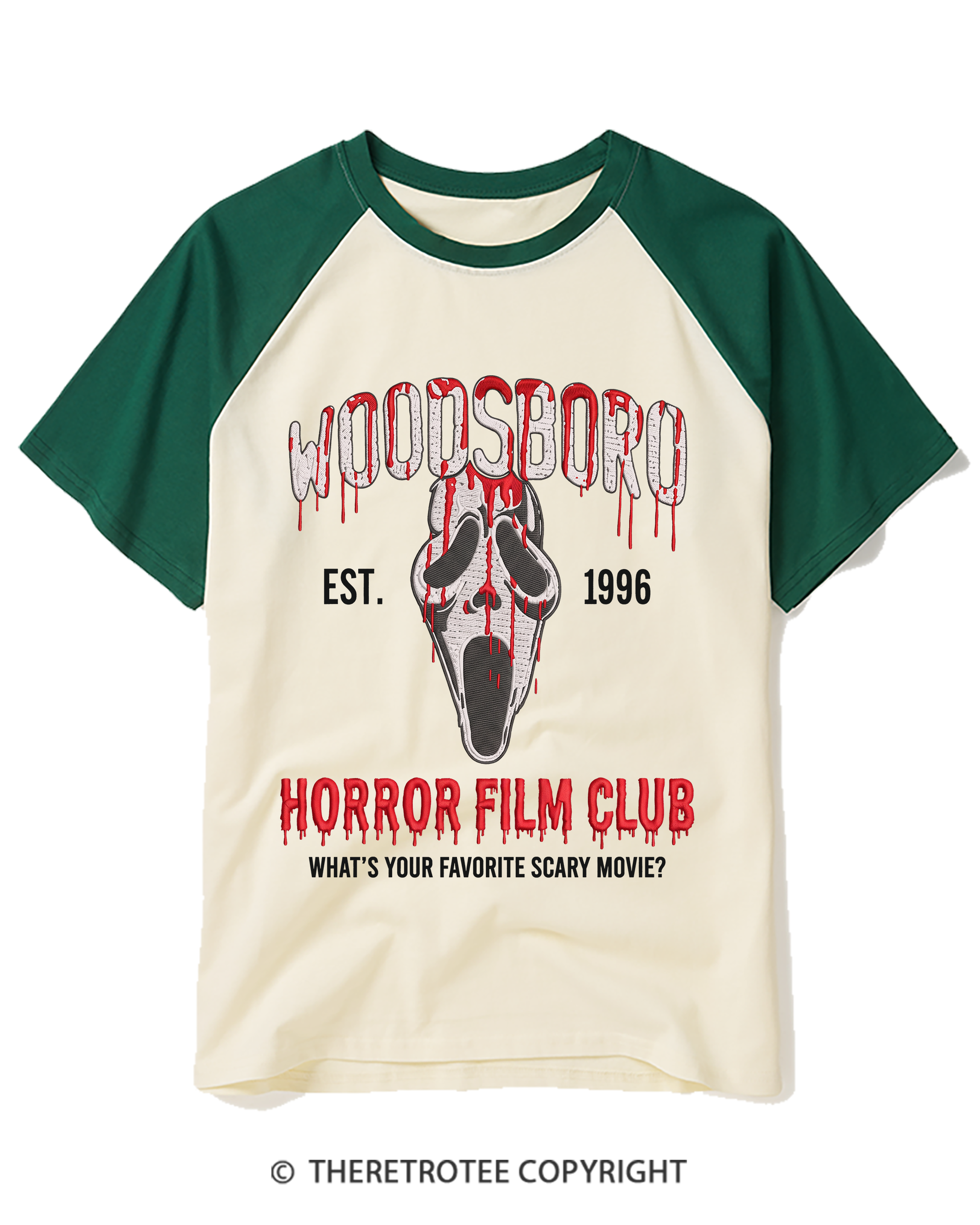 TheRetroTee What's Your Favorite Scary Movie 1990s Raglan Baseball T-Shirt