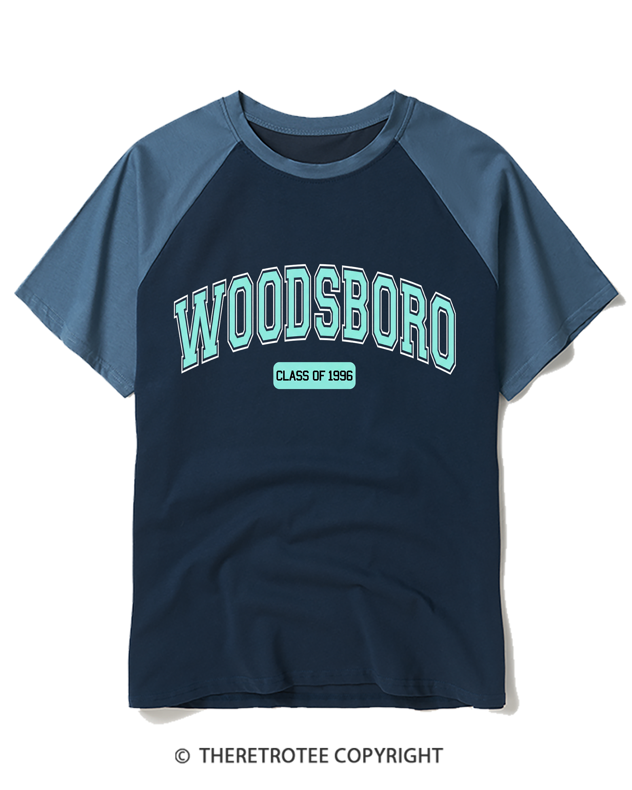 TheRetroTee Woodsboro Class of 1996 1990s Raglan Baseball T-Shirt