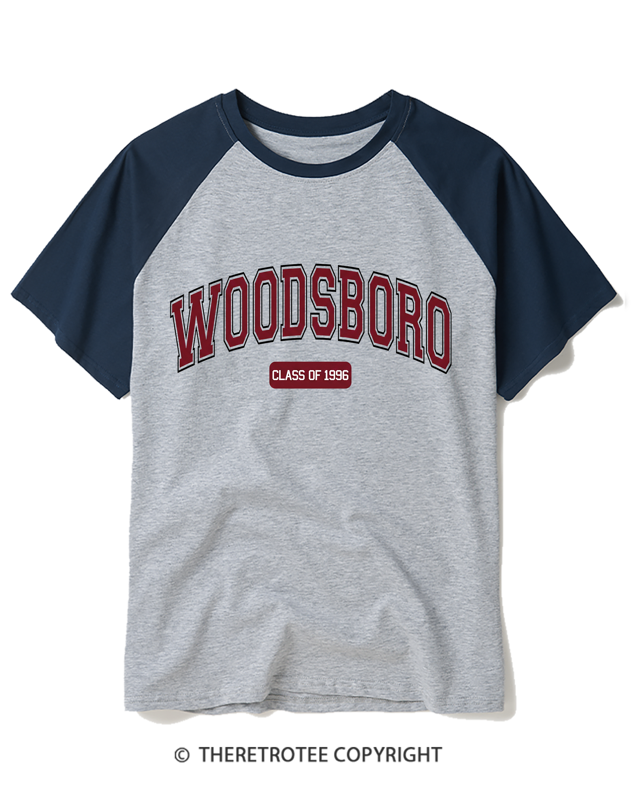 TheRetroTee Woodsboro Class of 1996 1990s Raglan Baseball T-Shirt