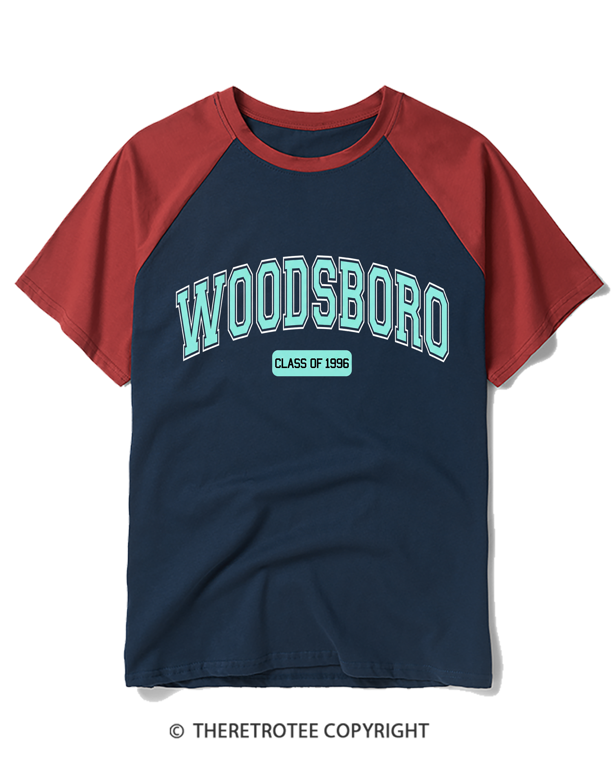 TheRetroTee Woodsboro Class of 1996 1990s Raglan Baseball T-Shirt