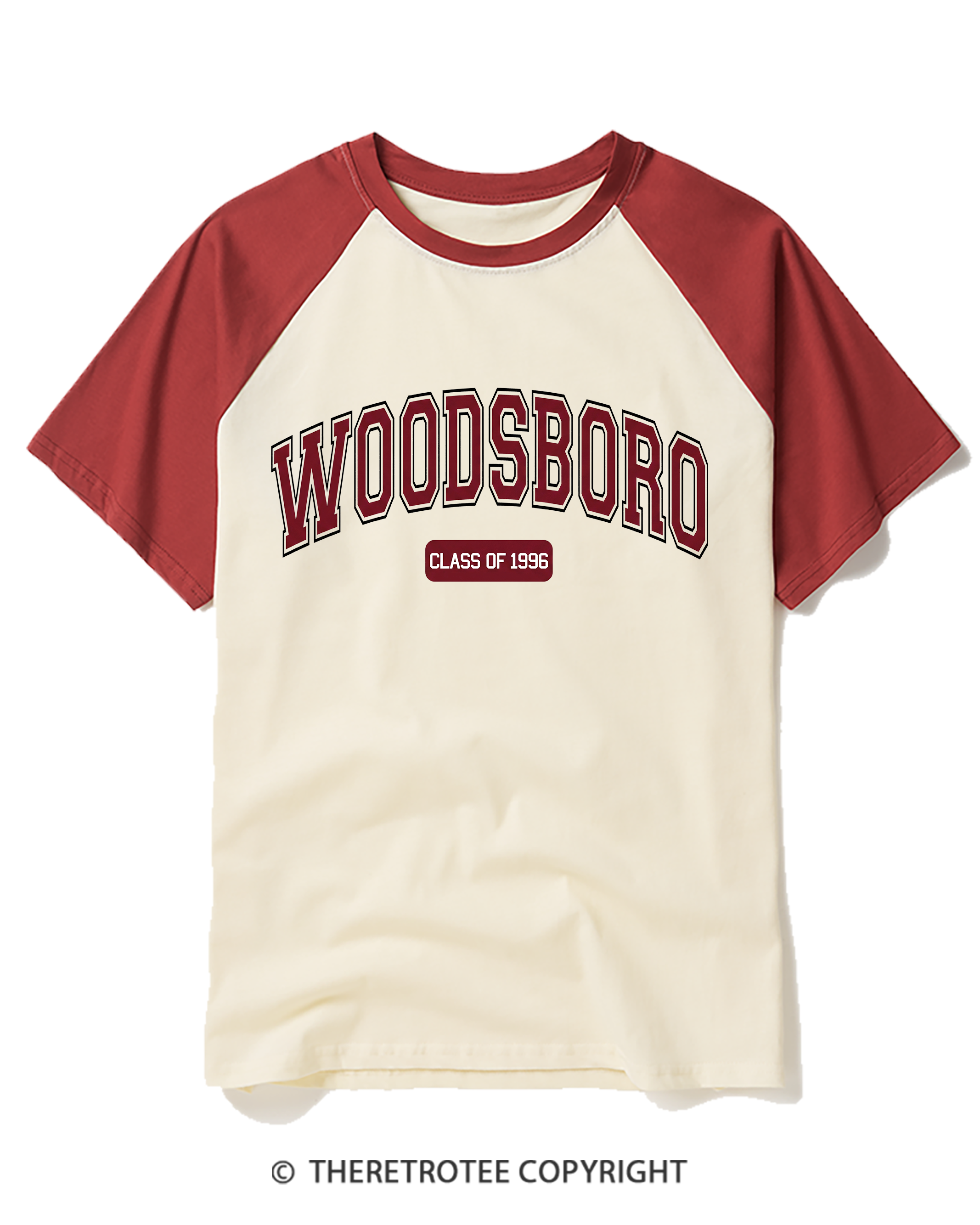 TheRetroTee Woodsboro Class of 1996 1990s Raglan Baseball T-Shirt