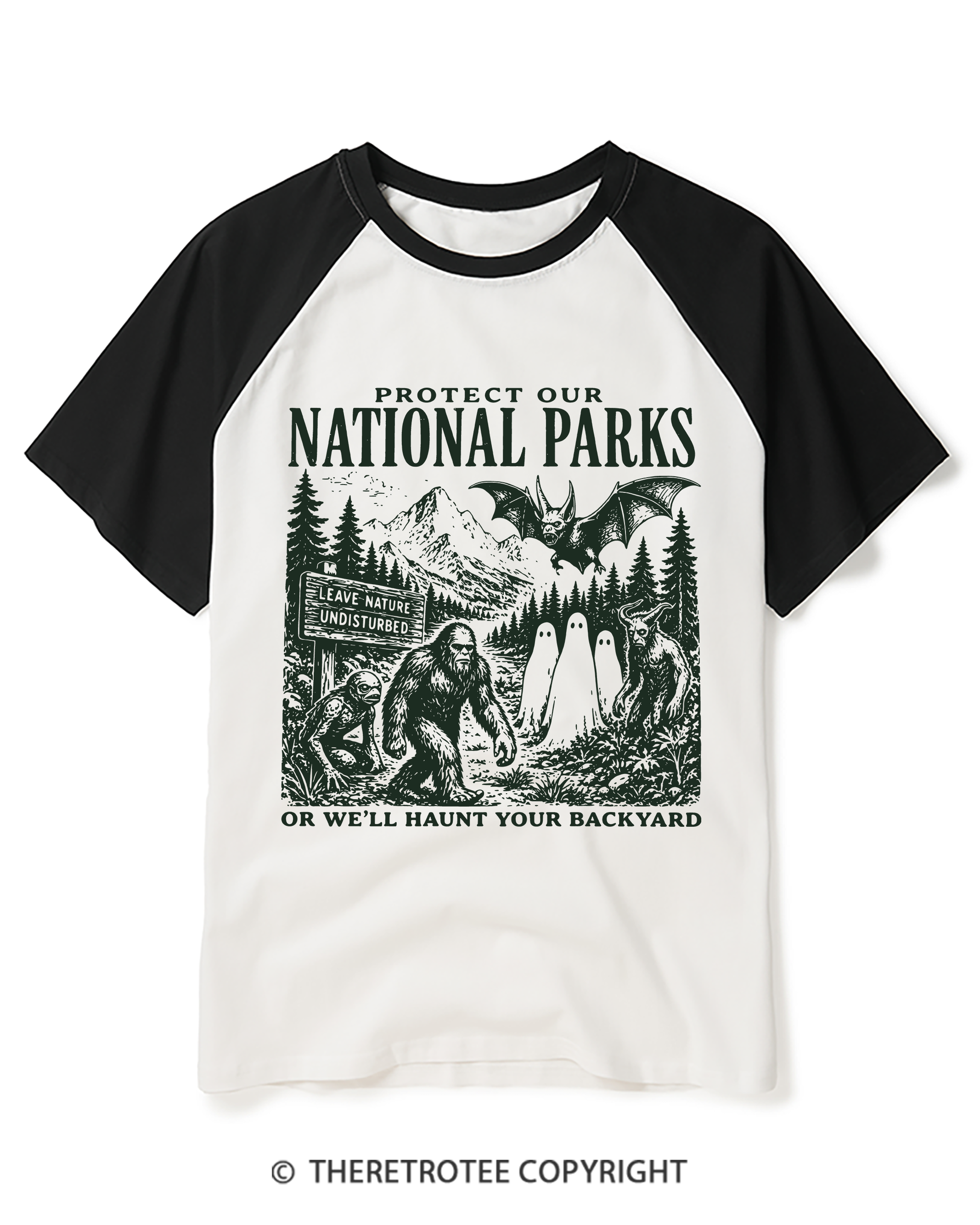 TheRetroTee Protect Our National Parks Raglan Baseball T-Shirt