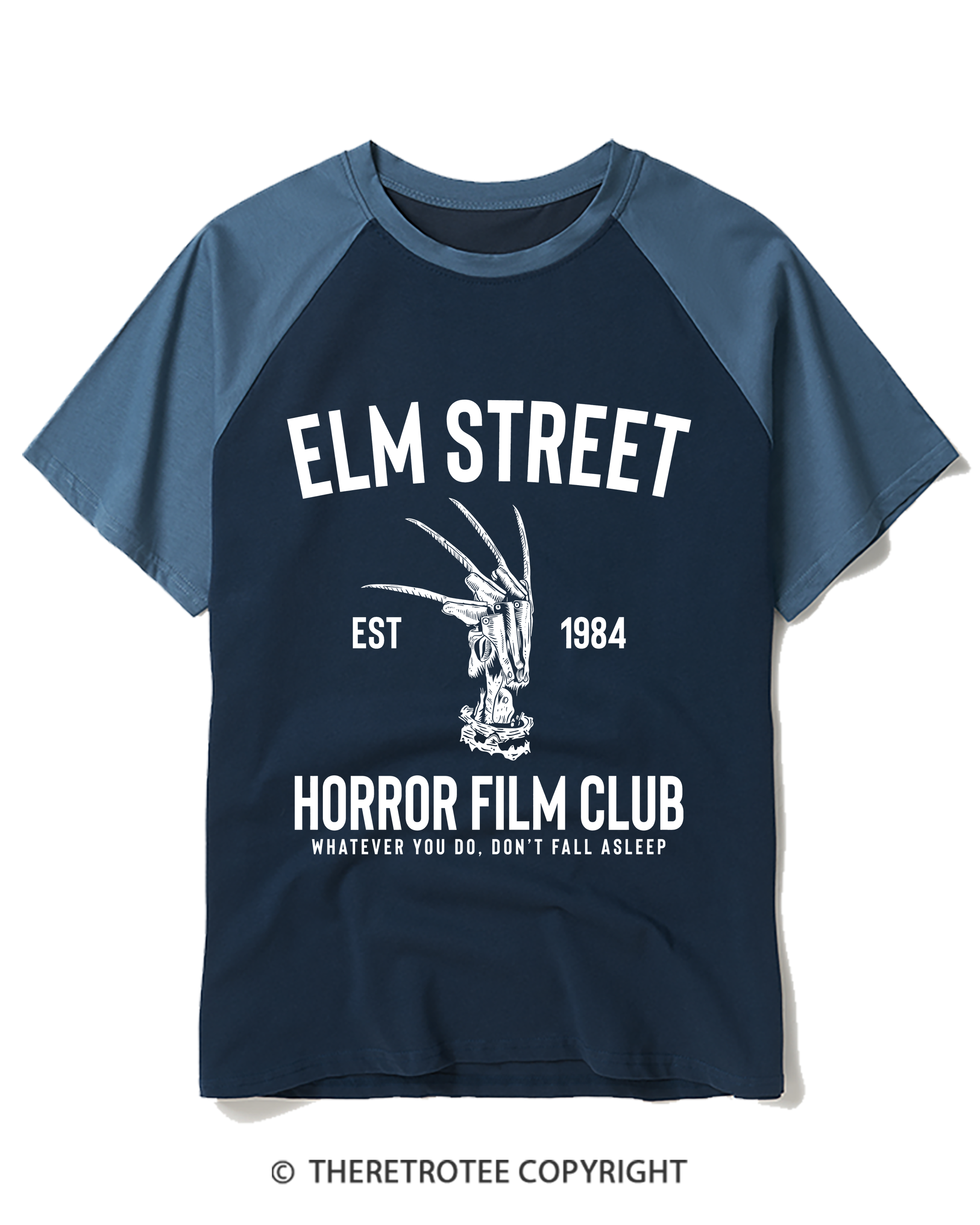 TheRetroTee Horror Film Club 1980s Raglan Baseball T-Shirt