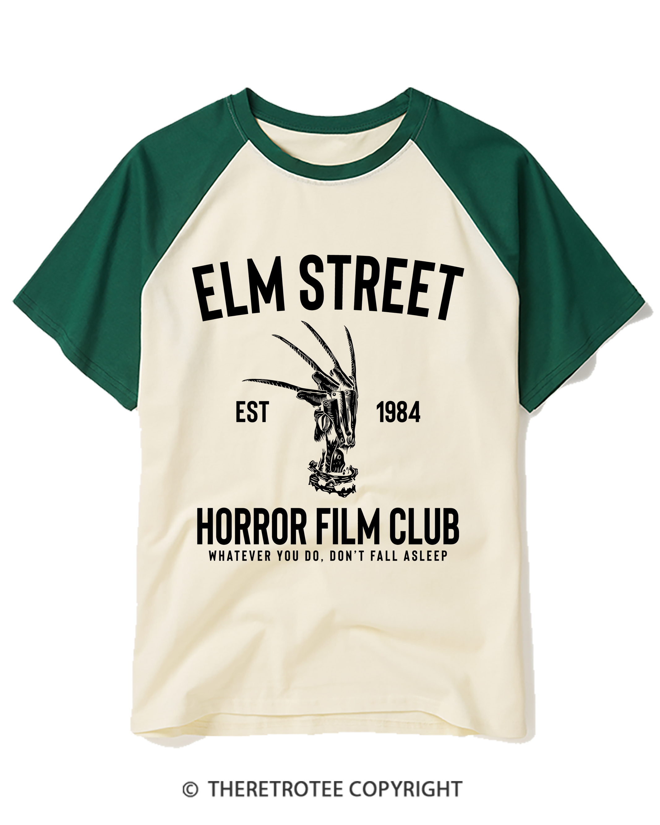 TheRetroTee Horror Film Club 1980s Raglan Baseball T-Shirt