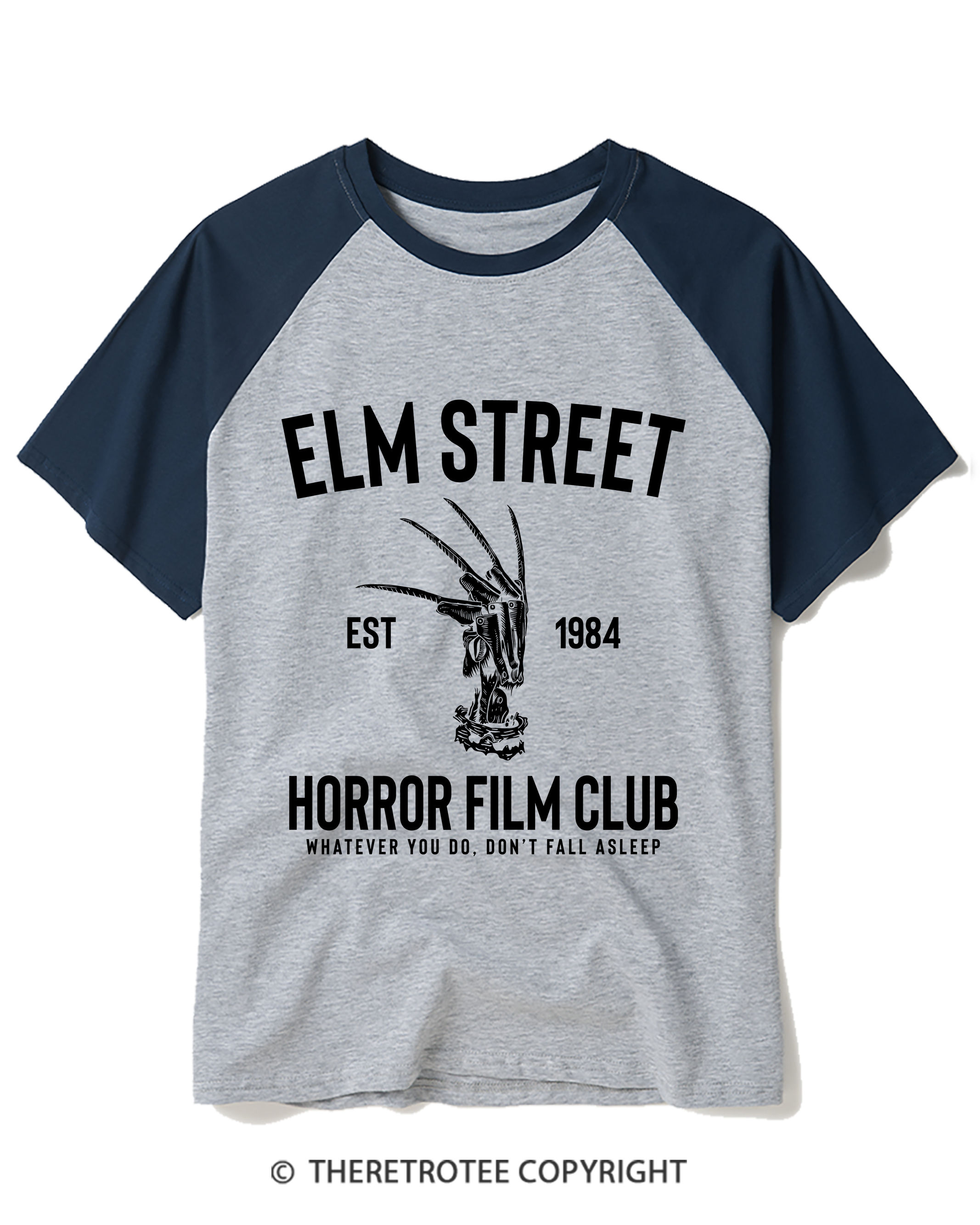 TheRetroTee Horror Film Club 1980s Raglan Baseball T-Shirt