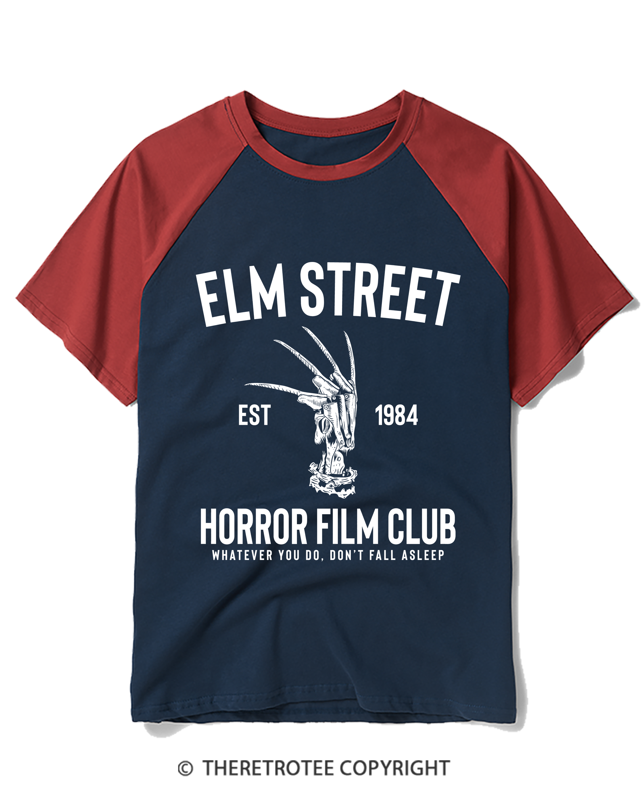 TheRetroTee Horror Film Club 1980s Raglan Baseball T-Shirt