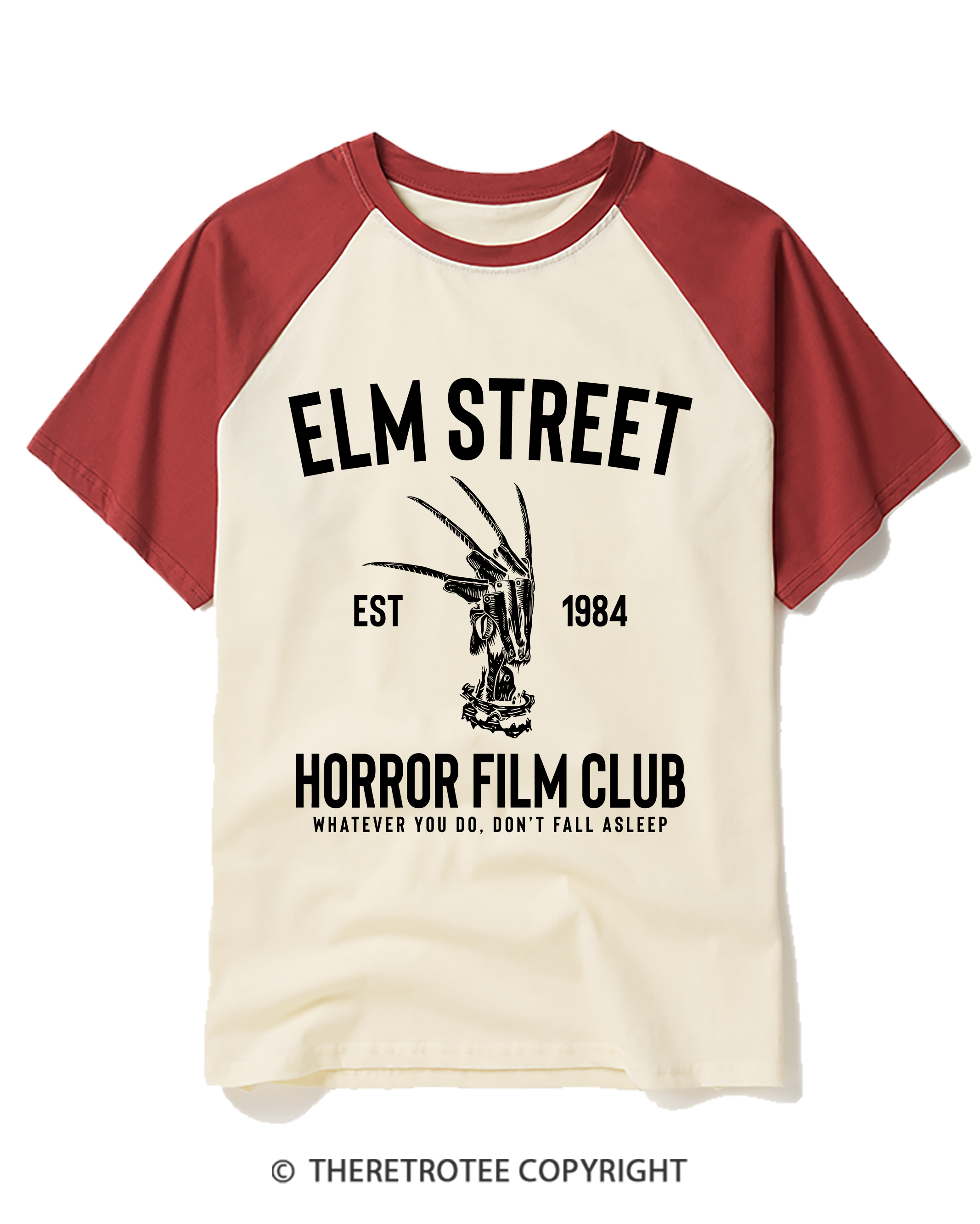 TheRetroTee Horror Film Club 1980s Raglan Baseball T-Shirt