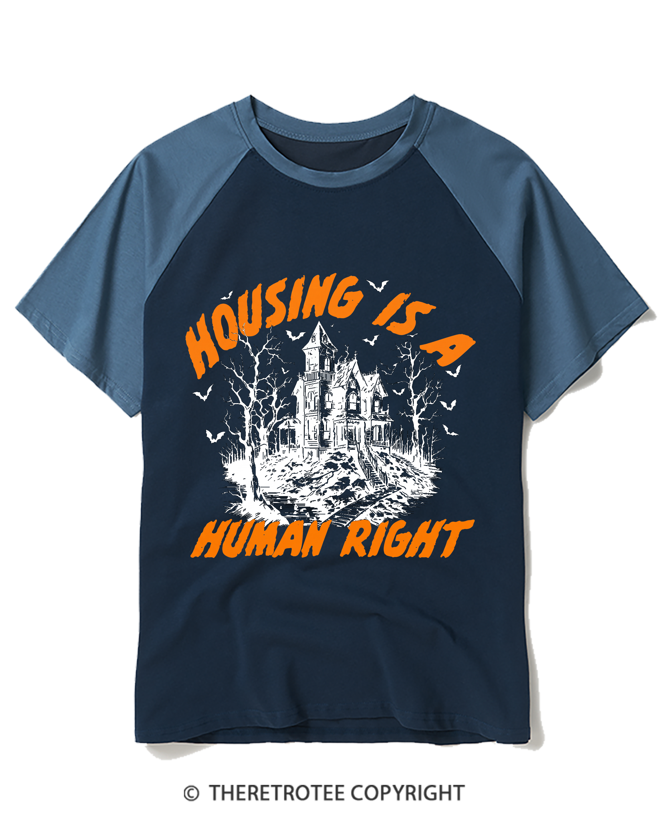 TheRetroTee Housing Is A Human Right Raglan Baseball T-Shirt