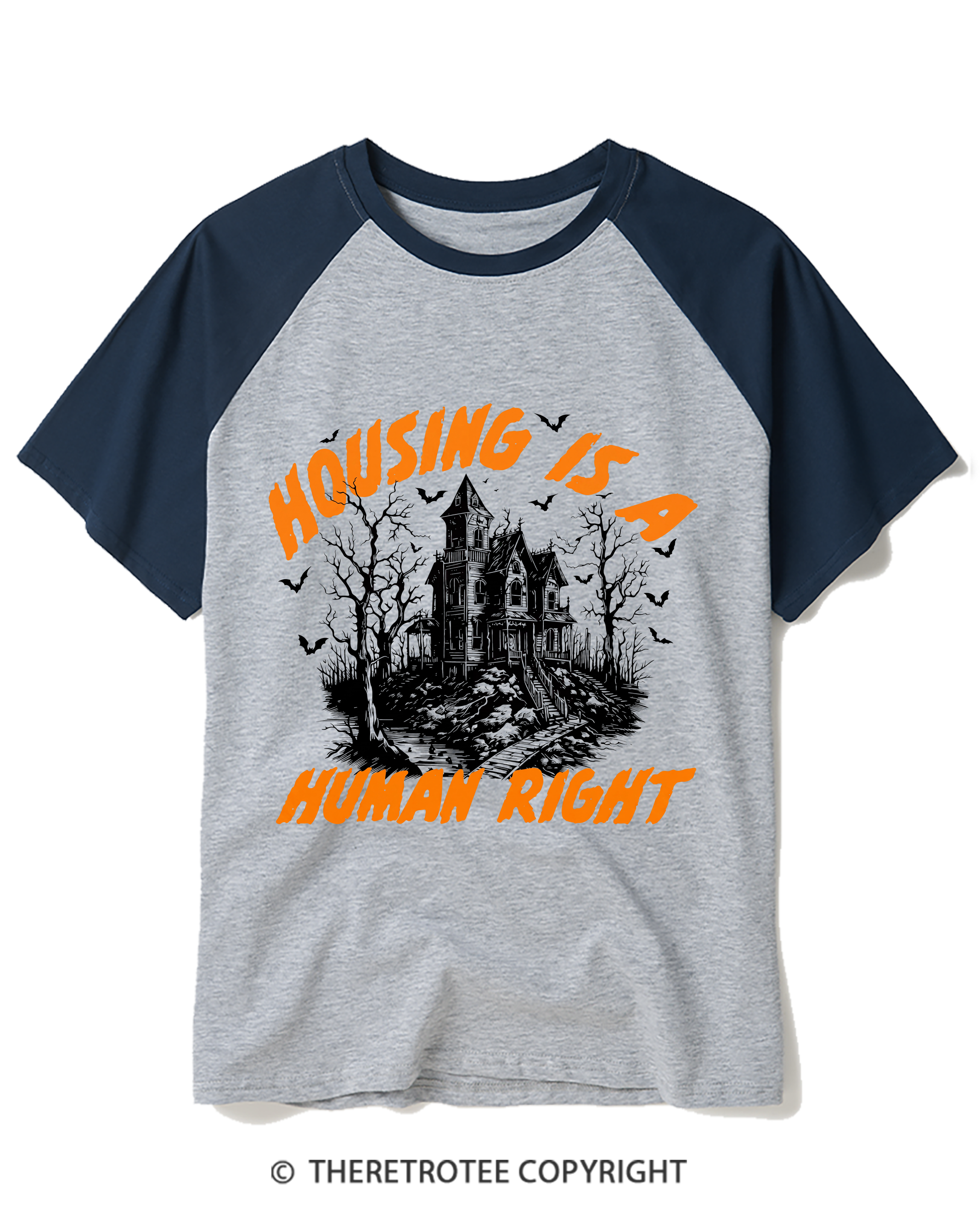 TheRetroTee Housing Is A Human Right Raglan Baseball T-Shirt