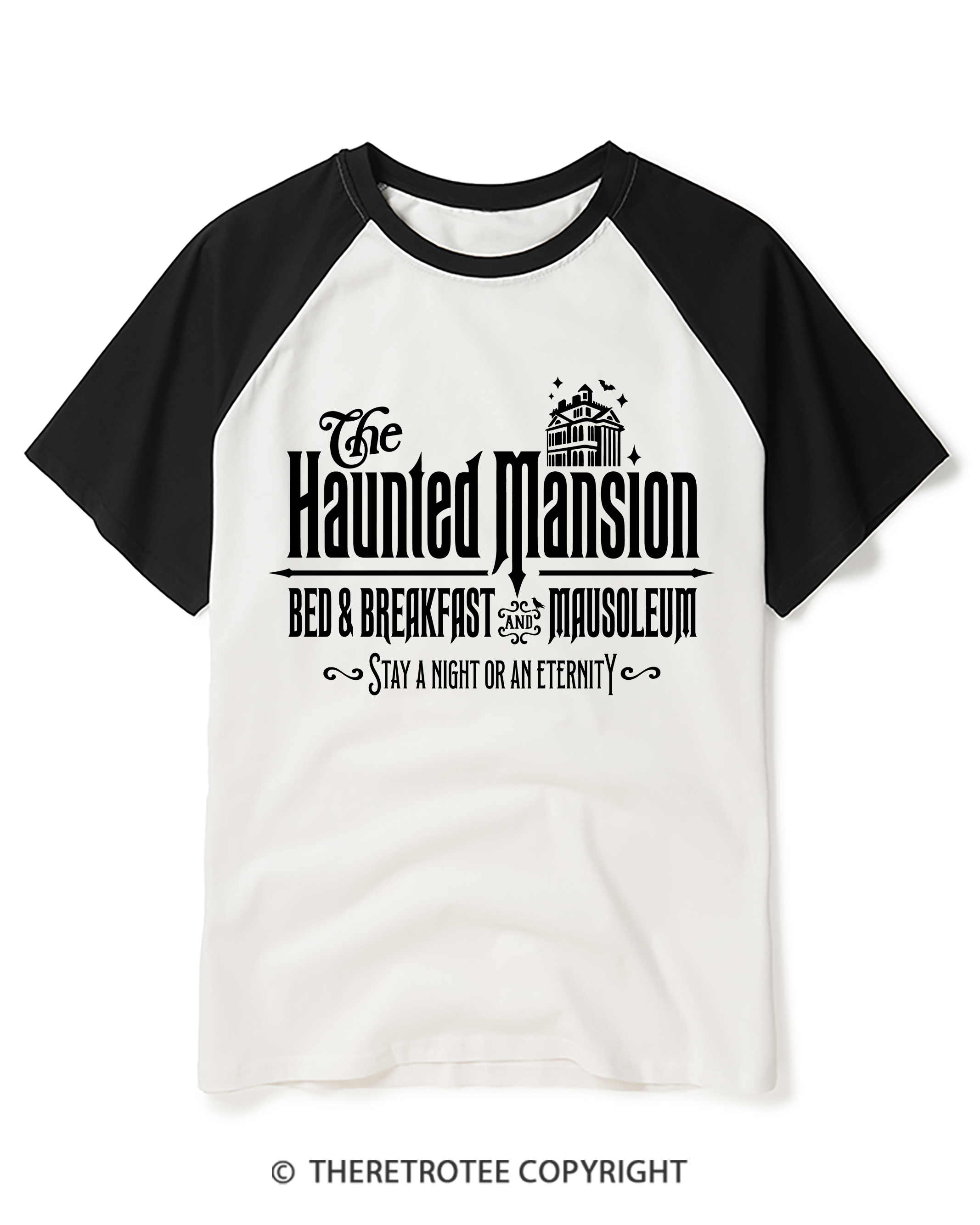 TheRetroTee The Haunted Mansion 1970s Raglan Baseball T-Shirt