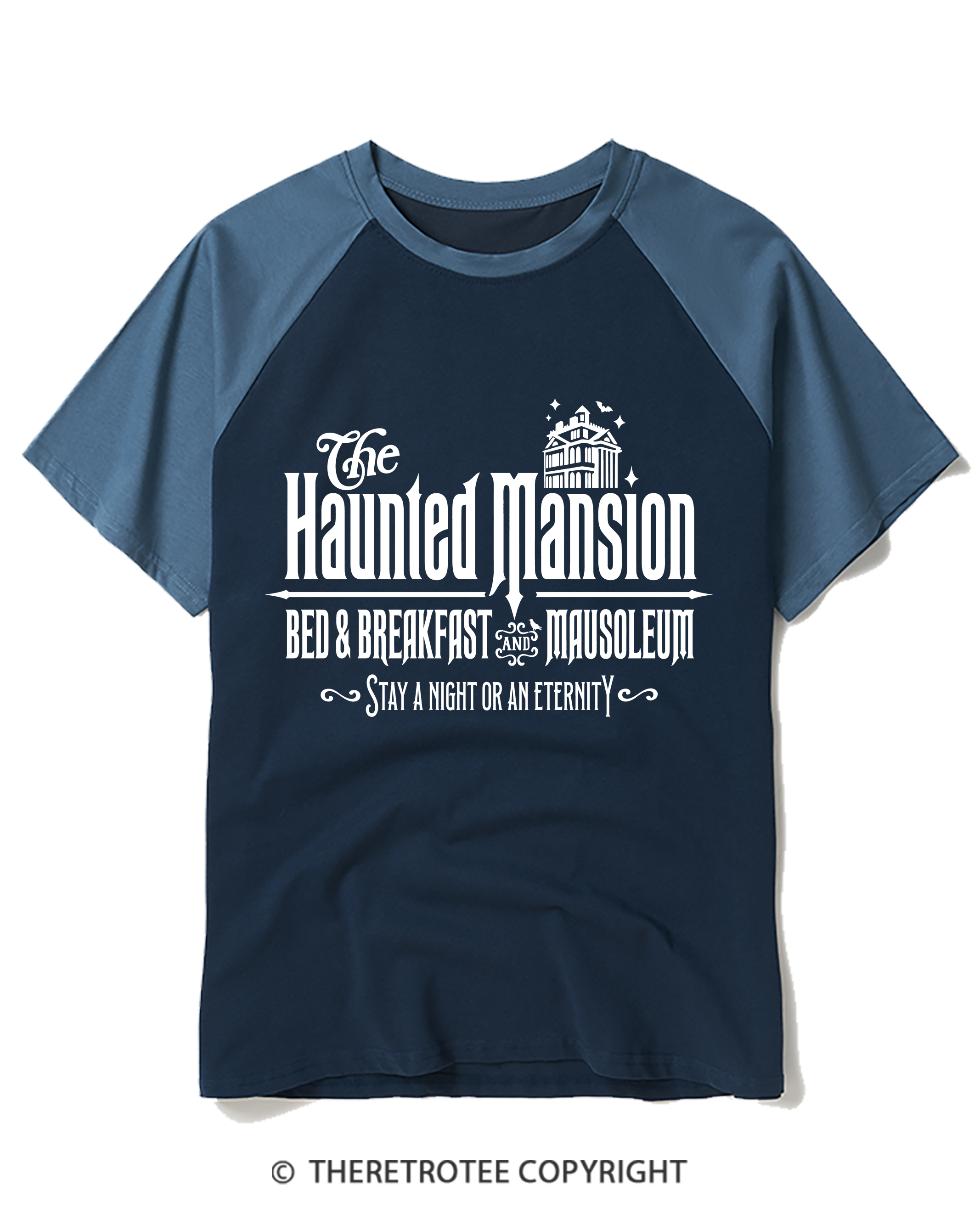 TheRetroTee The Haunted Mansion 1970s Raglan Baseball T-Shirt