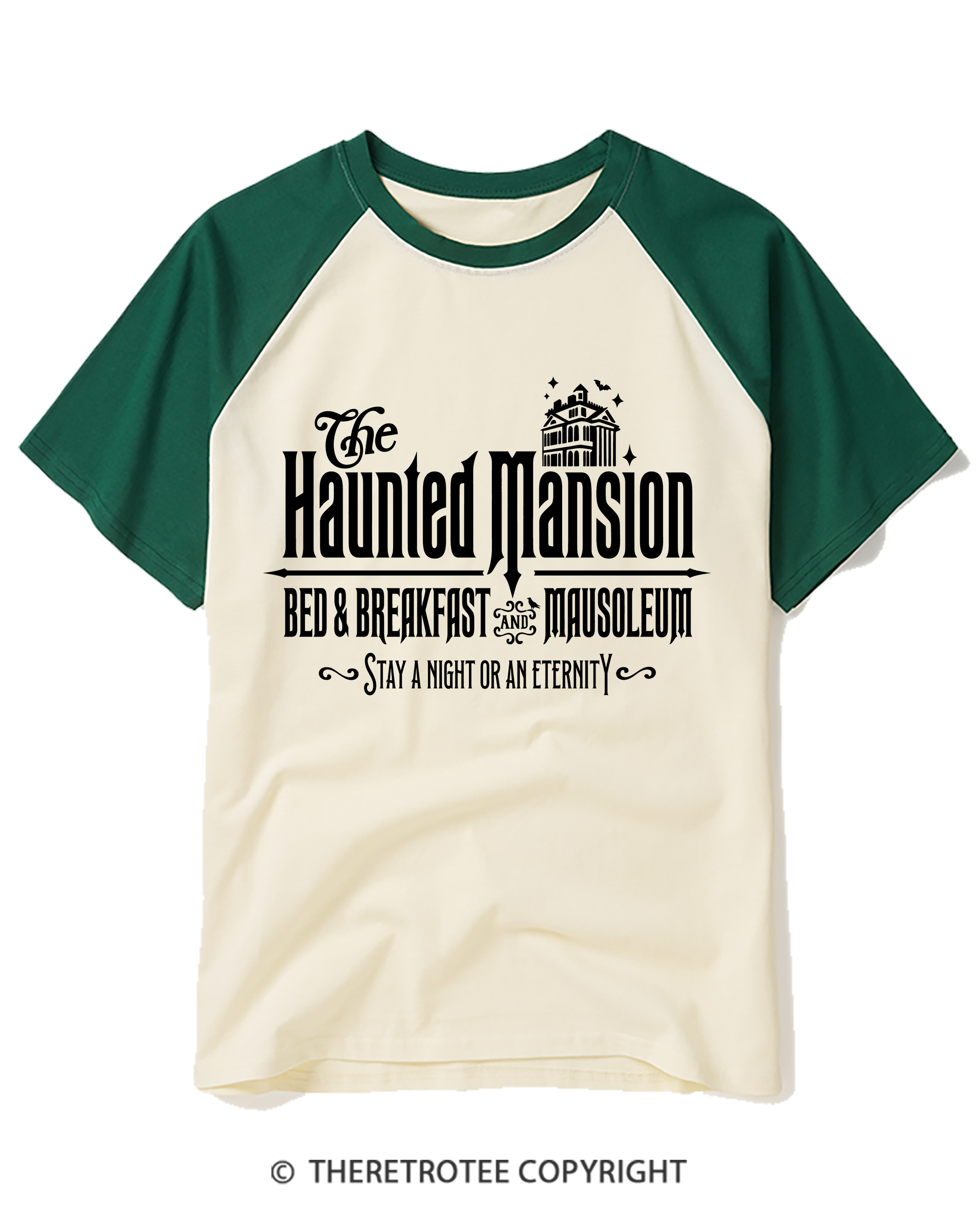 TheRetroTee The Haunted Mansion 1970s Raglan Baseball T-Shirt