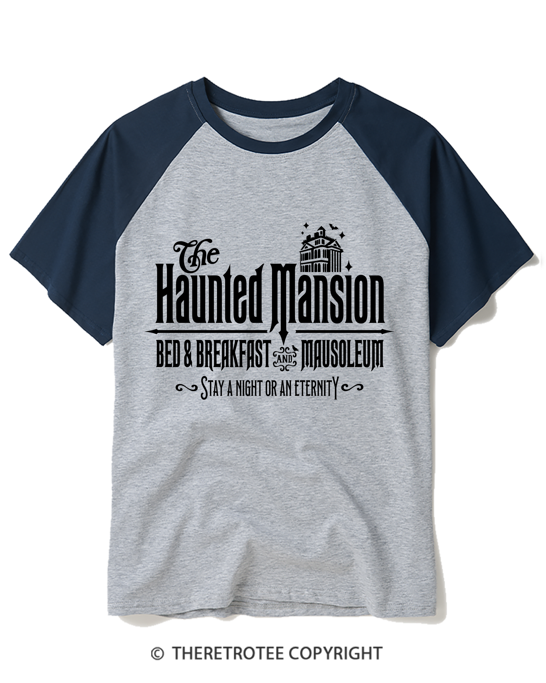 TheRetroTee The Haunted Mansion 1970s Raglan Baseball T-Shirt