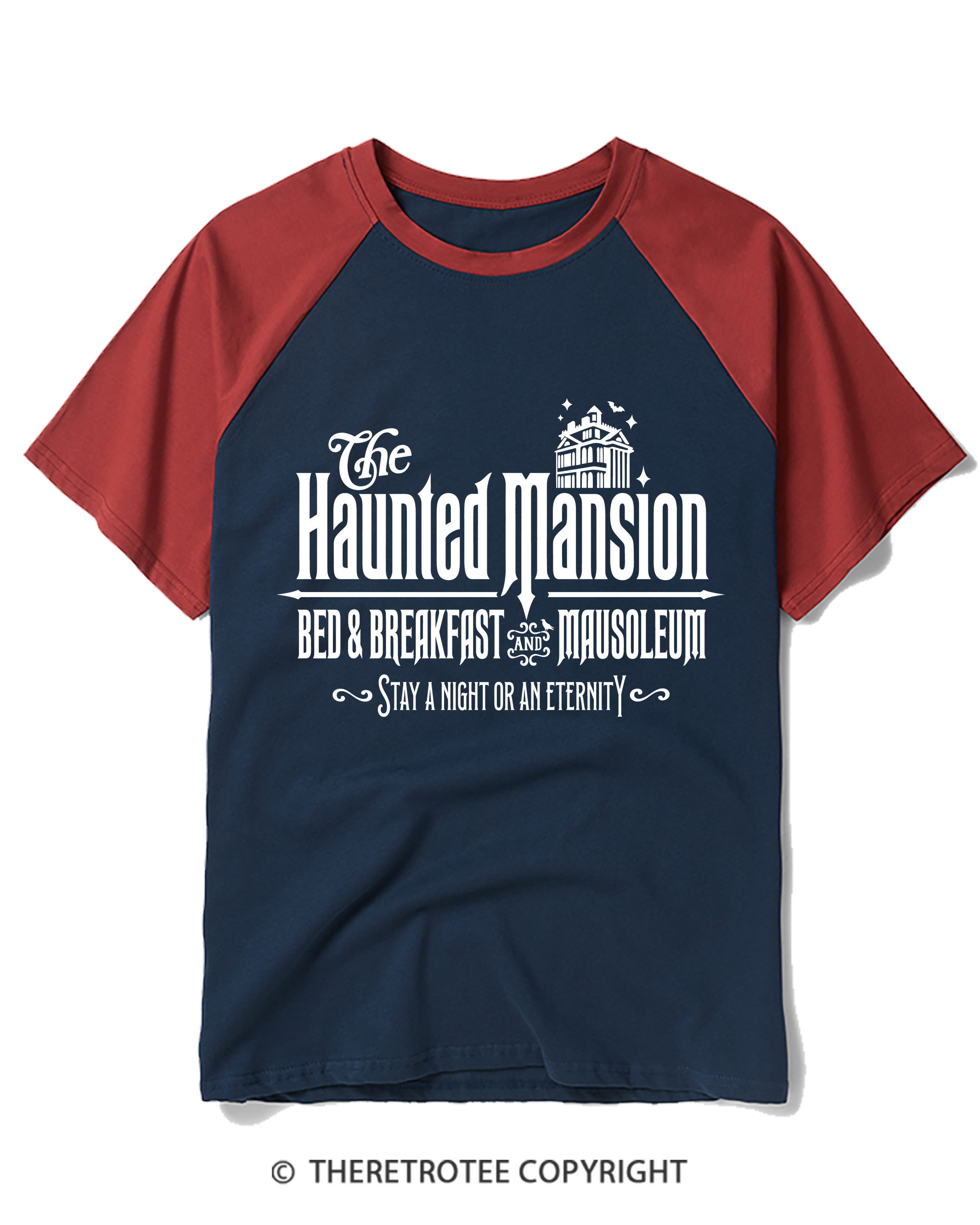 TheRetroTee The Haunted Mansion 1970s Raglan Baseball T-Shirt