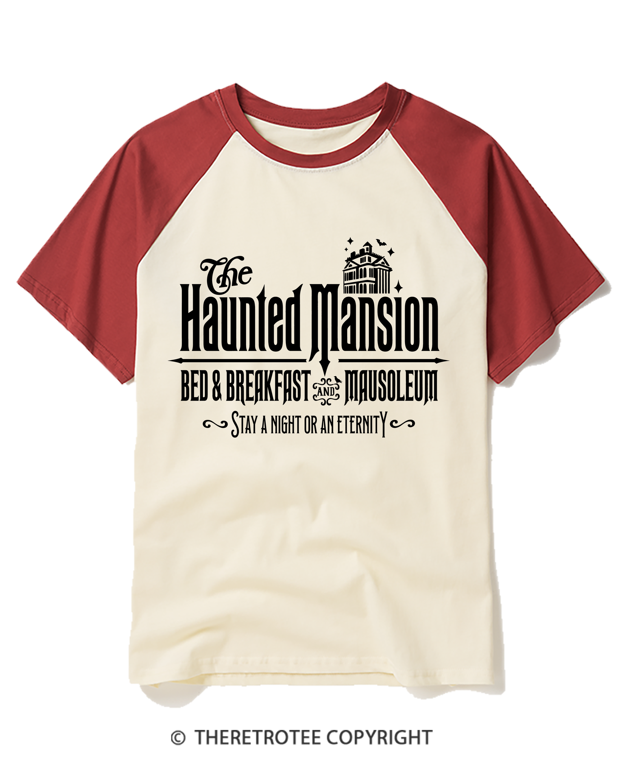 TheRetroTee The Haunted Mansion 1970s Raglan Baseball T-Shirt