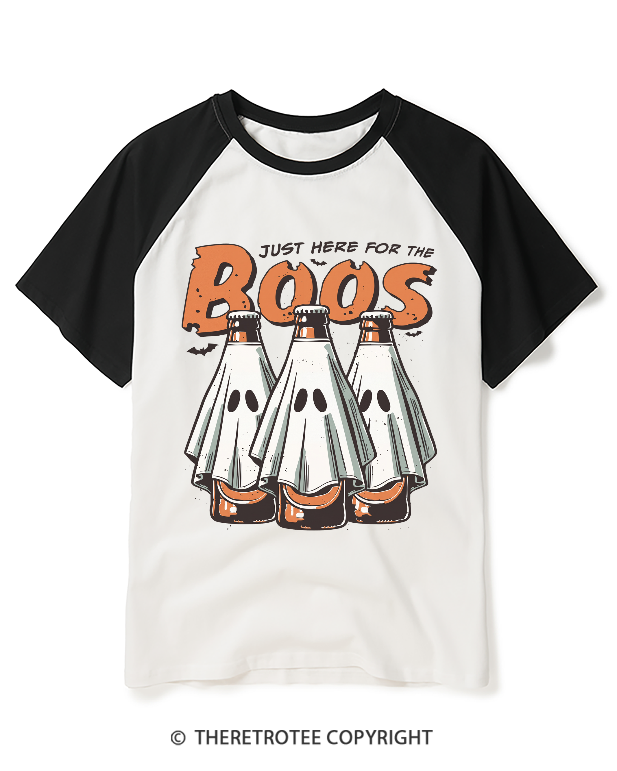 TheRetroTee I’M Just Here For The Boos 1990s Raglan Baseball T-Shirt