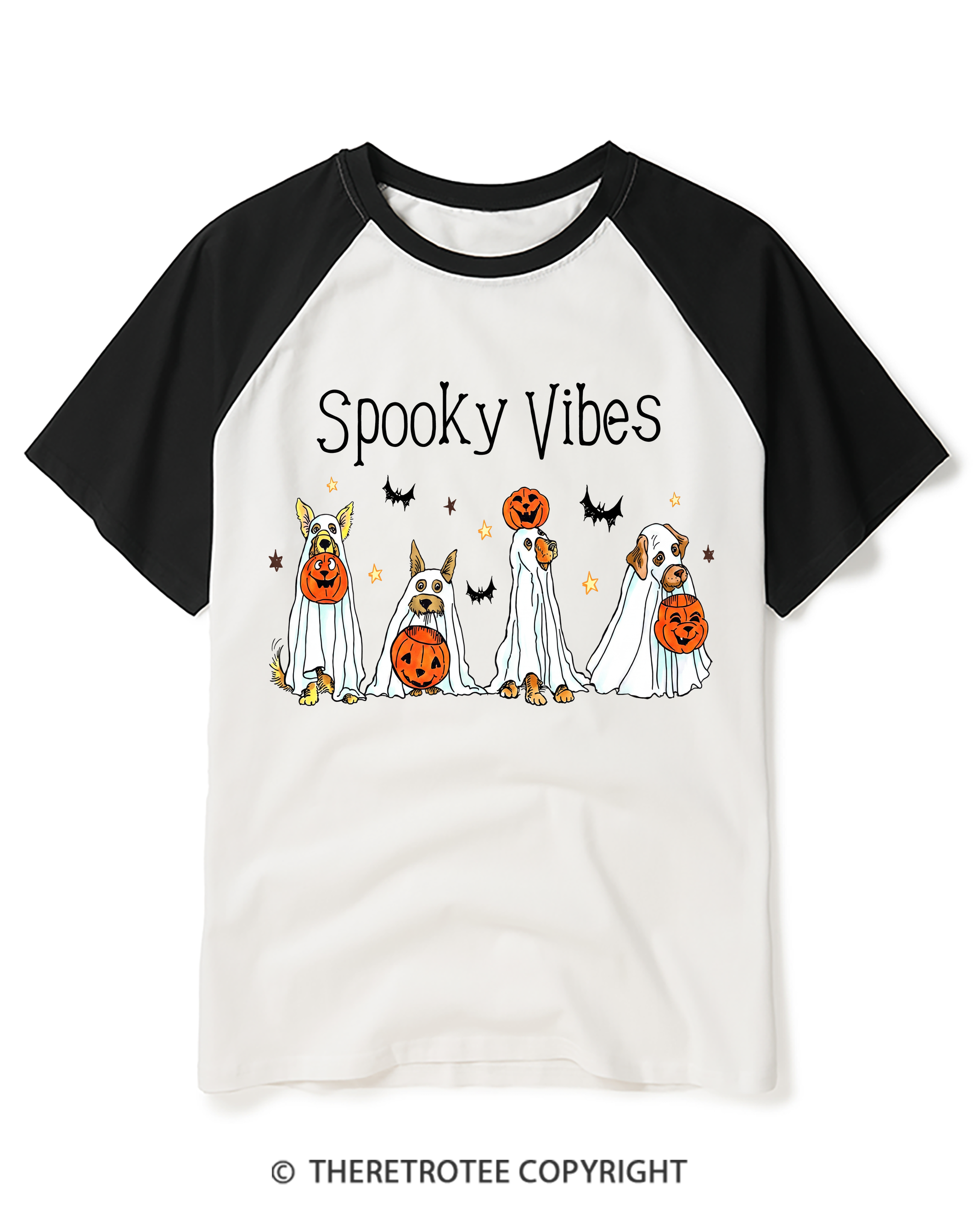 TheRetroTee Spooky Vibes Raglan Baseball T-Shirt