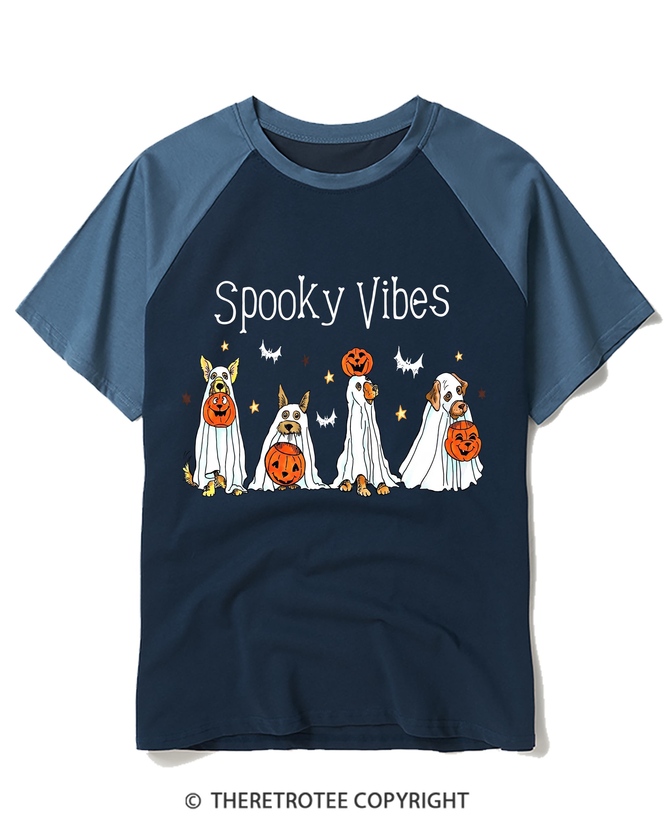 TheRetroTee Spooky Vibes Raglan Baseball T-Shirt